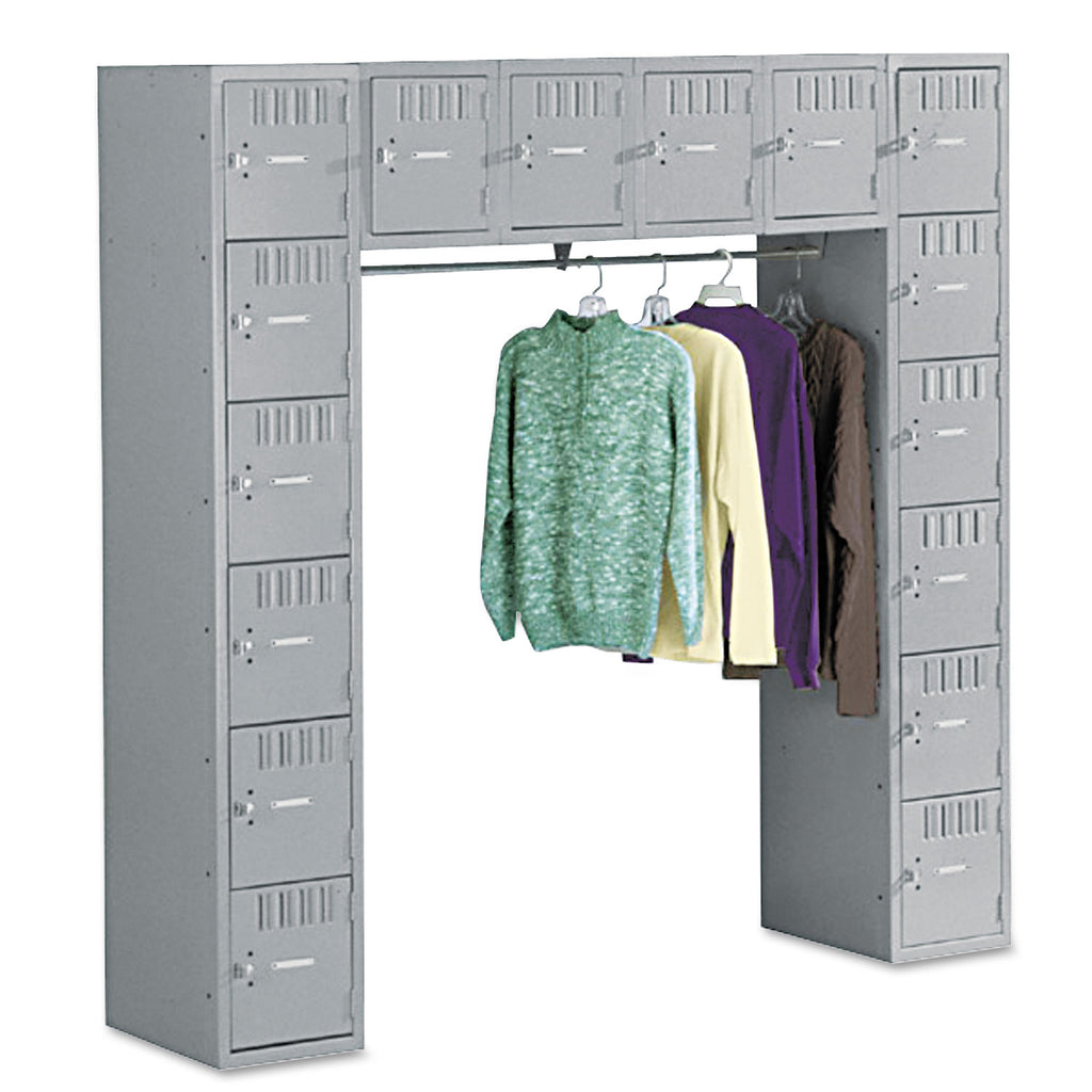 Sixteen Box Compartments and Coat Bar, 72w x 18d x 72h, Medium Gray - 