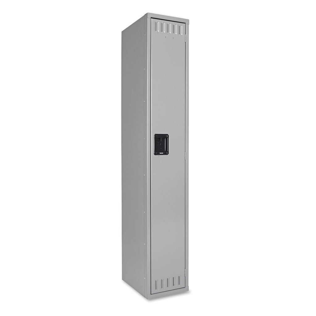 Single-Tier Locker, One Locker with Hat Shelf and Coat Rod, 12w x 18d x 72h, Medium Gray - 
