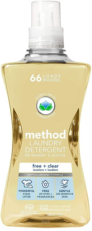 4X Concentrated Laundry Detergent, Free and Clear, 53.5 oz Bottle, 4/Carton