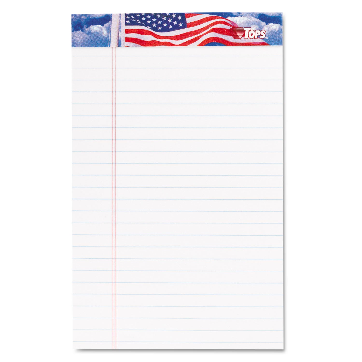 American Pride Writing Pad, Narrow Rule, Red/White/Blue Headband, 50 White 5 x 8 Sheets, 12/Pack - 