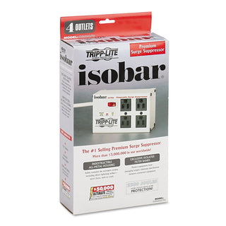 Isobar Surge Protector with Diagnostic LEDs, 4 AC Outlets, 6 ft Cord, 3,330 J, Light Gray - 