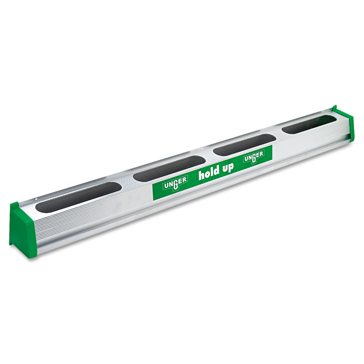 Hold Up Aluminum Tool Rack, 36w x 3.5d x 3.5h, Aluminum/Green - 