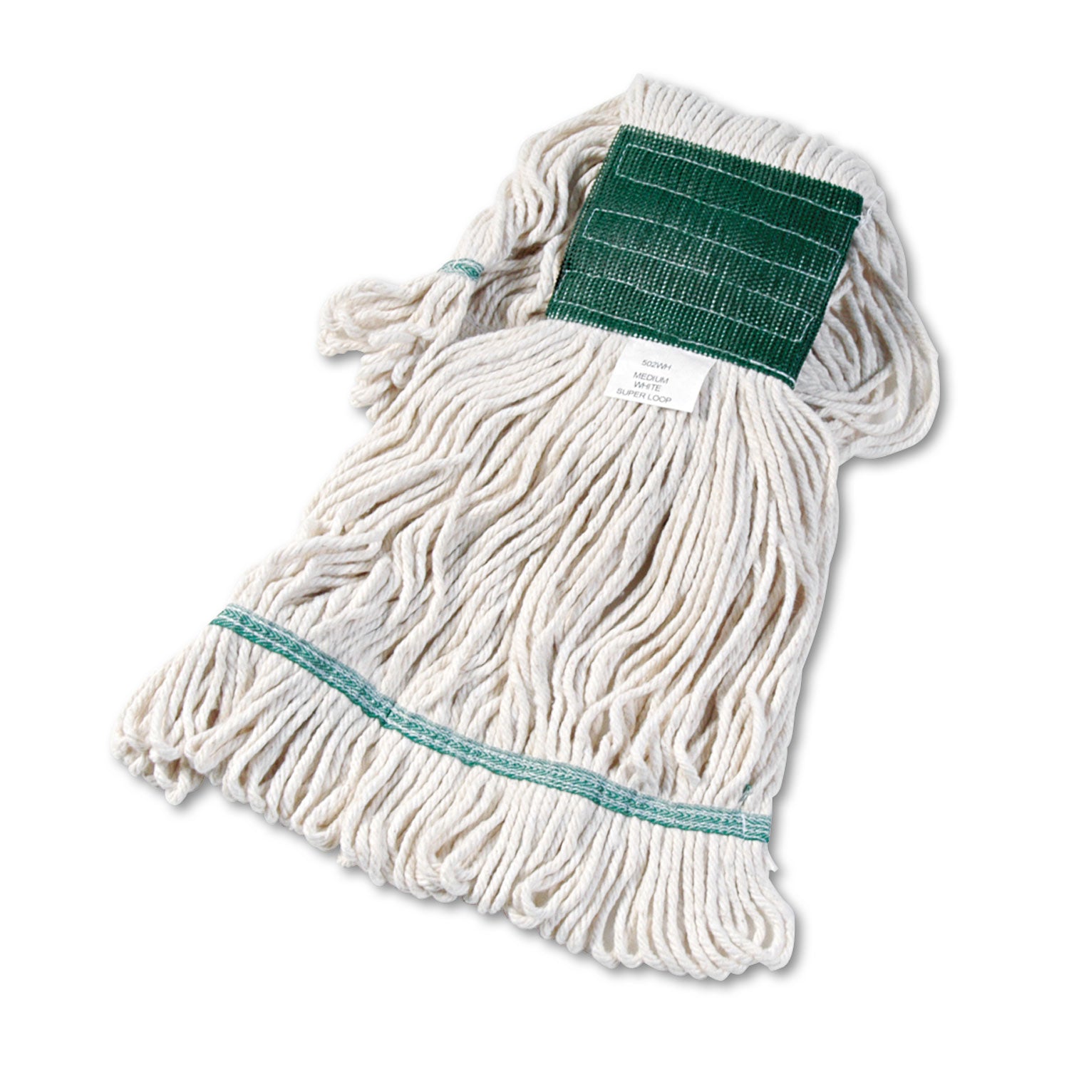 Super Loop Wet Mop Head, Cotton/Synthetic Fiber, 5" Headband, Medium Size, White - 