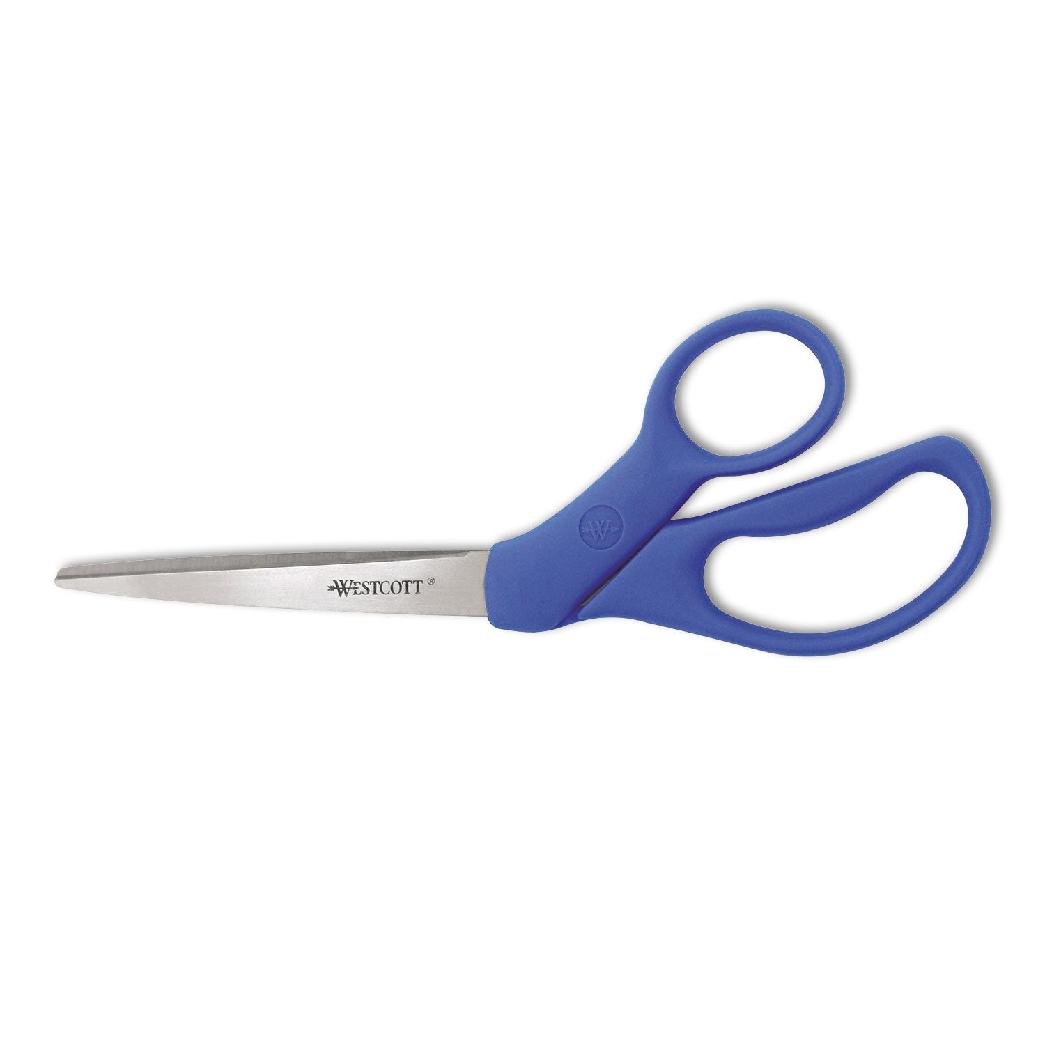 Preferred Line Stainless Steel Scissors, 8" Long, 3.5" Cut Length, Blue Offset Handle - 