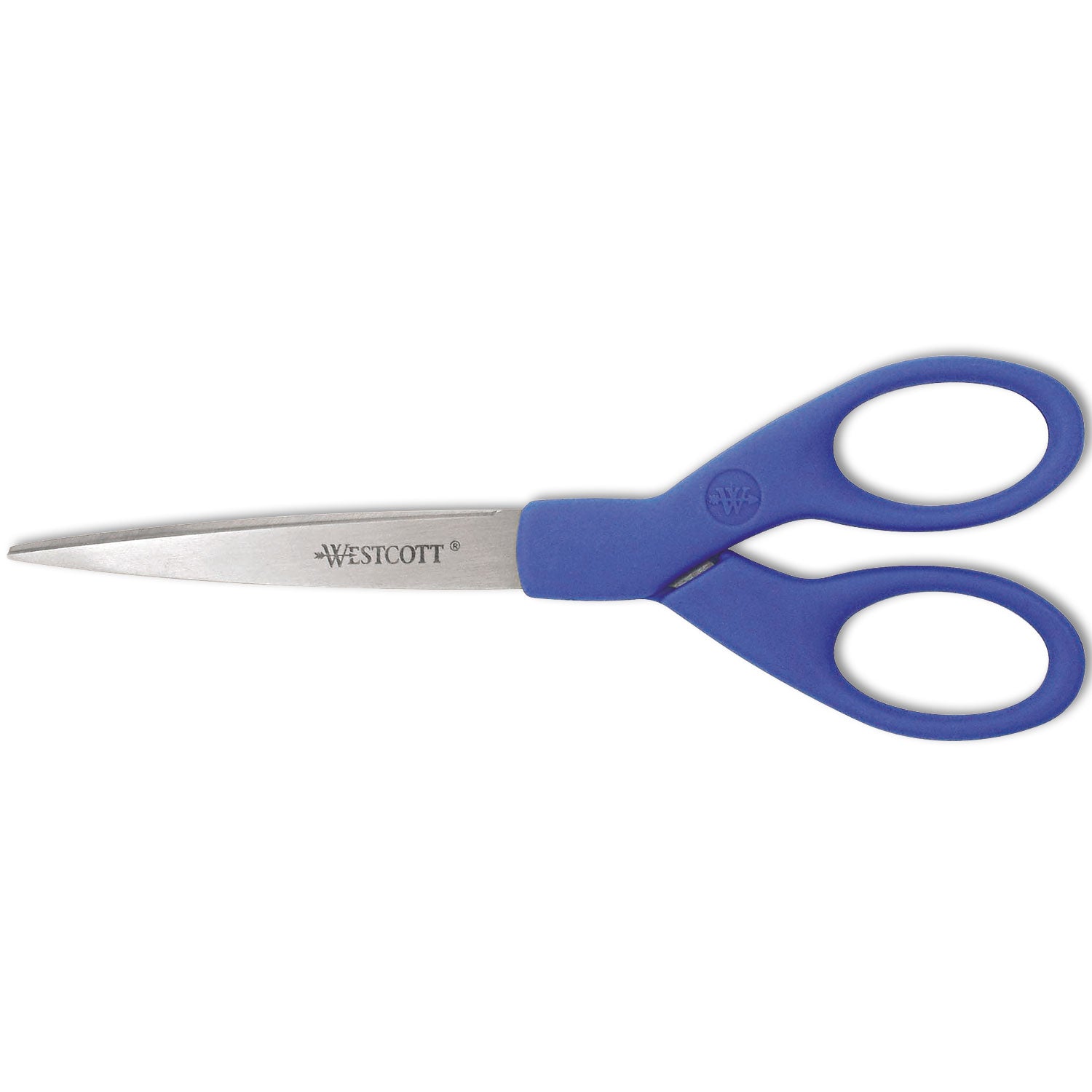 Preferred Line Stainless Steel Scissors, 7" Long, 2.5" Cut Length, Blue Straight Handle - 