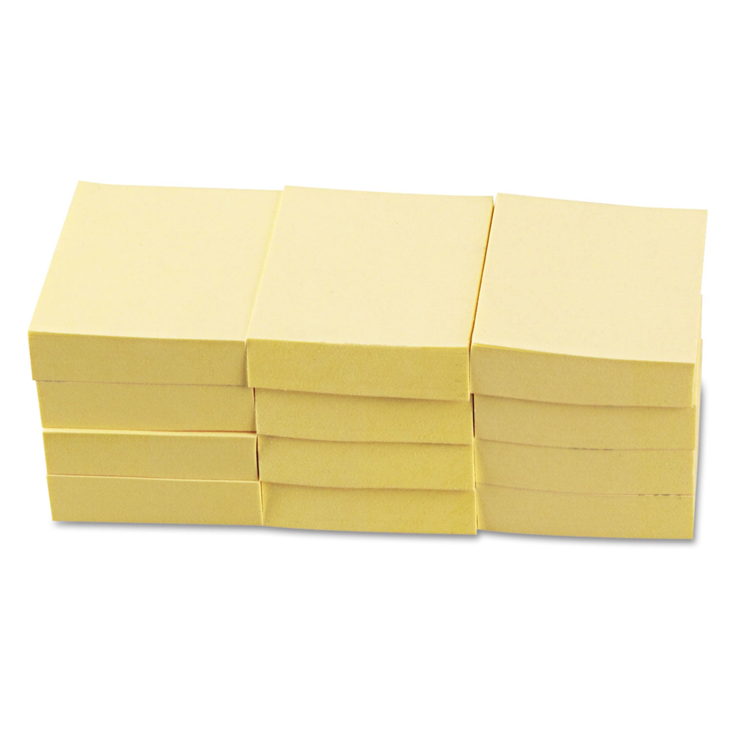 Recycled Self-Stick Note Pads, 1.5" x 2", Yellow, 100 Sheets/Pad, 12 Pads/Pack - 