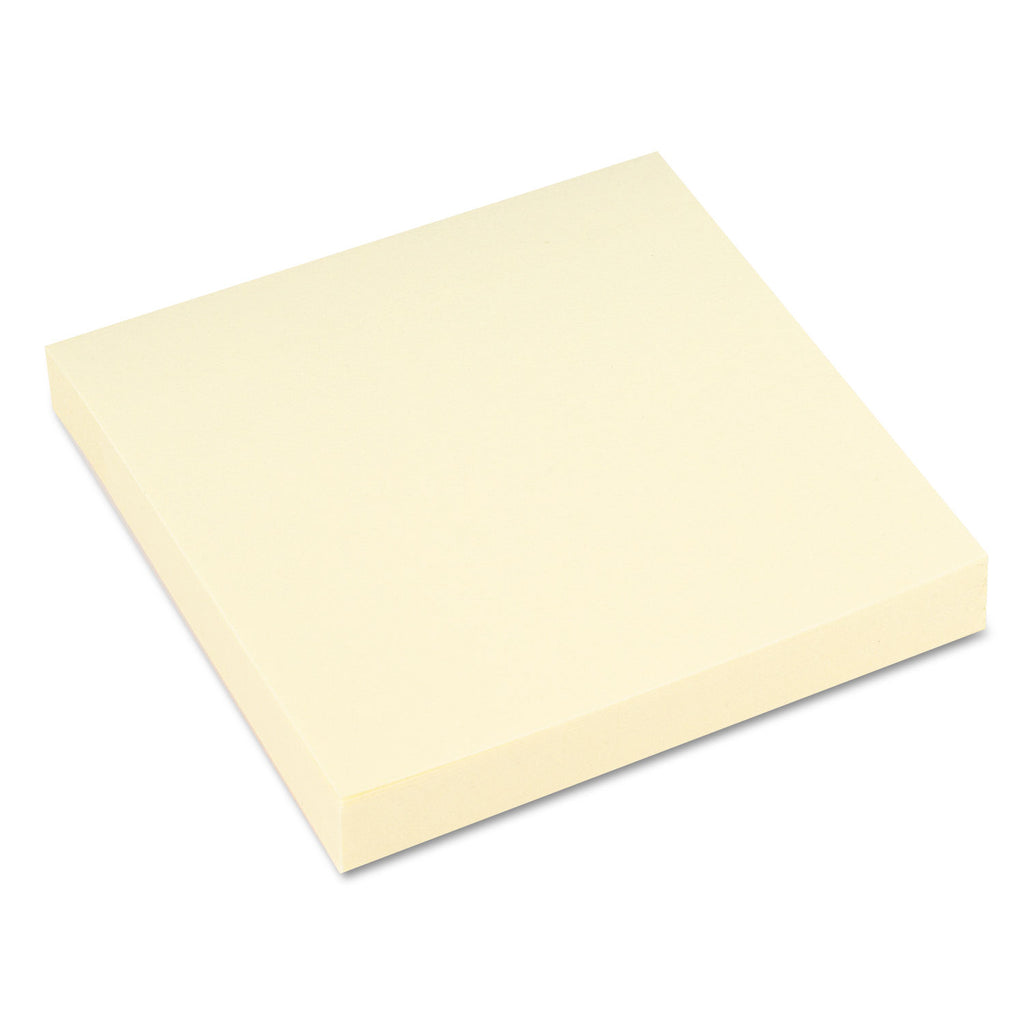 Recycled Self-Stick Note Pads, 3" x 3", Yellow, 100 Sheets/Pad, 18 Pads/Pack - 