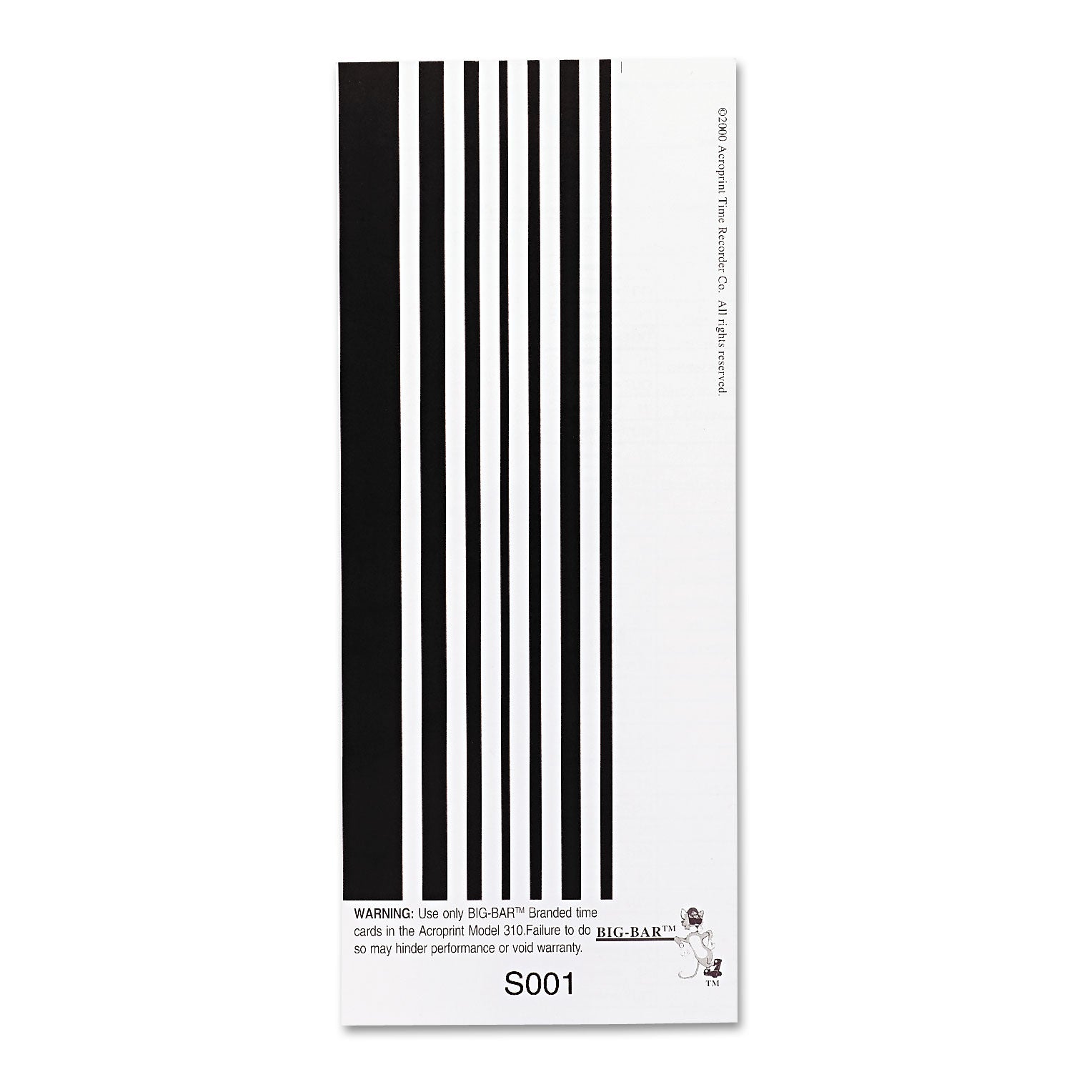 Time Clock Cards for Acroprint ATT310, One Side, 4 x 10, 200/Pack - 