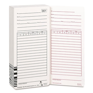 Time Clock Cards for Acroprint ES1000, Two Sides, 3.5 x 7, 100/Pack