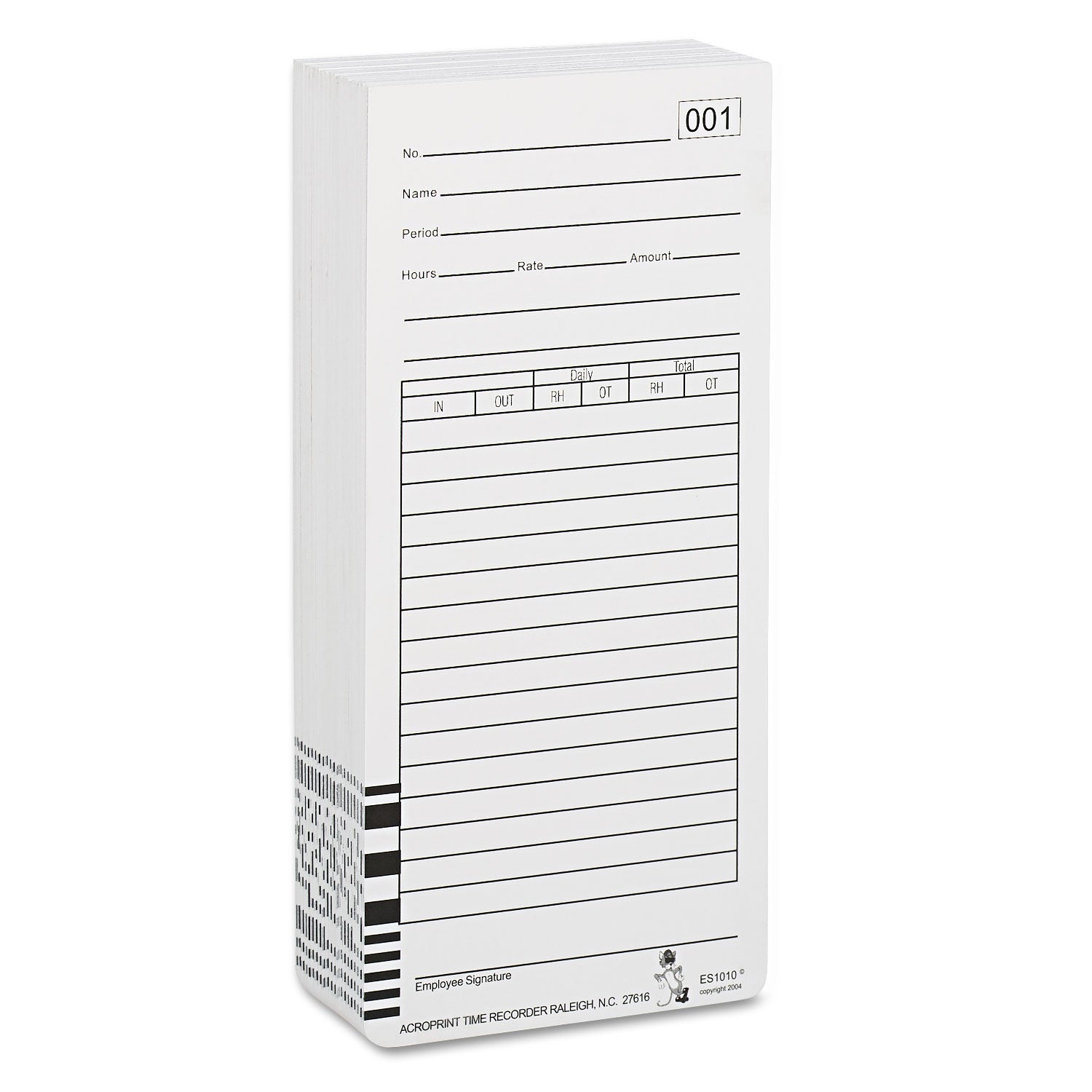 Time Clock Cards for Acroprint ES1000, Two Sides, 3.5 x 7, 100/Pack - 