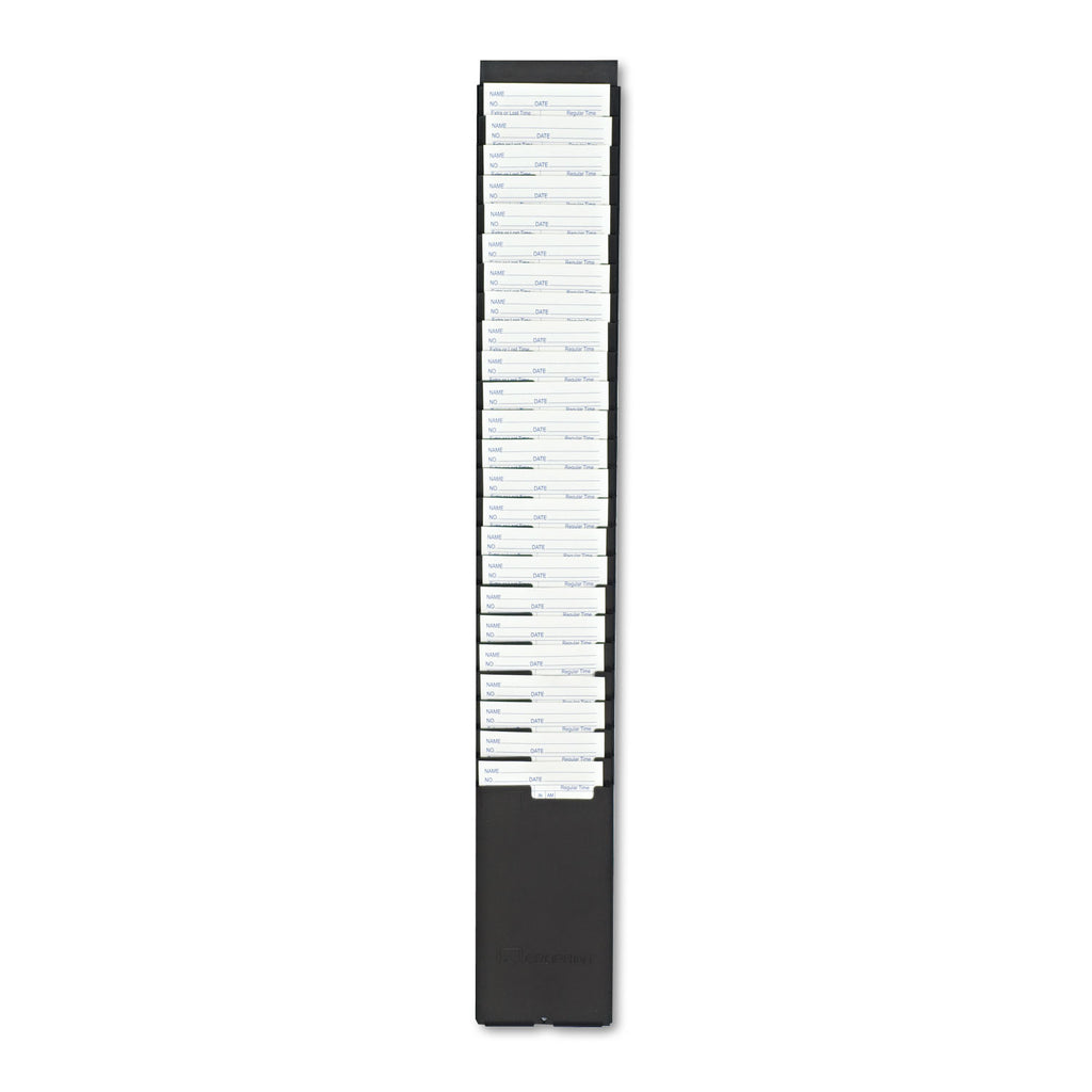 Time Card Rack, 25 Pockets, Plastic, Black - 