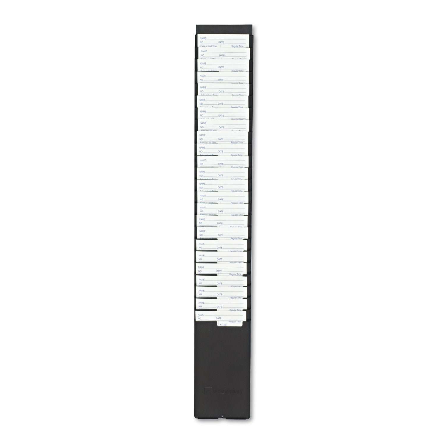 Time Card Rack, 25 Pockets, Plastic, Black - 