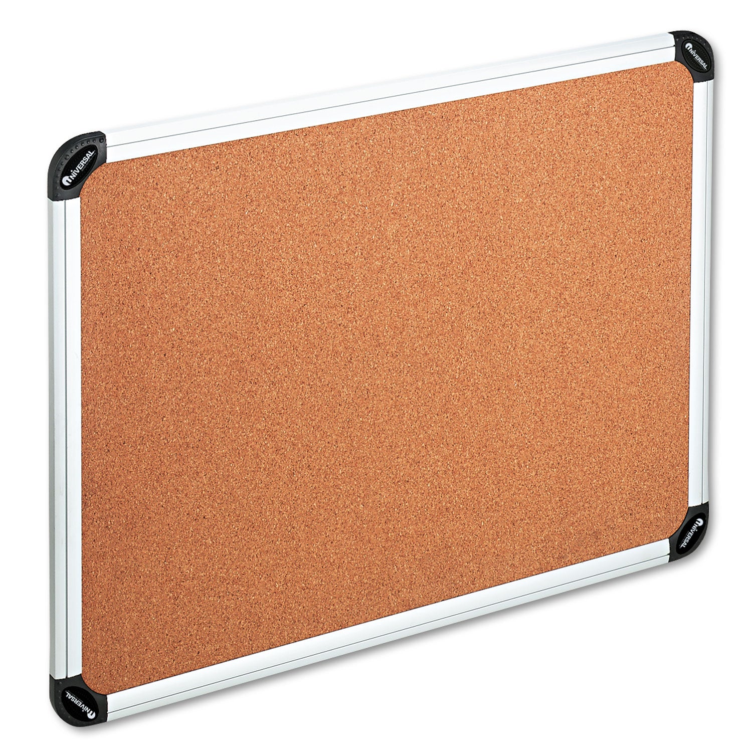 Cork Board with Aluminum Frame, 48 x 36, Tan Surface, Silver Frame - 