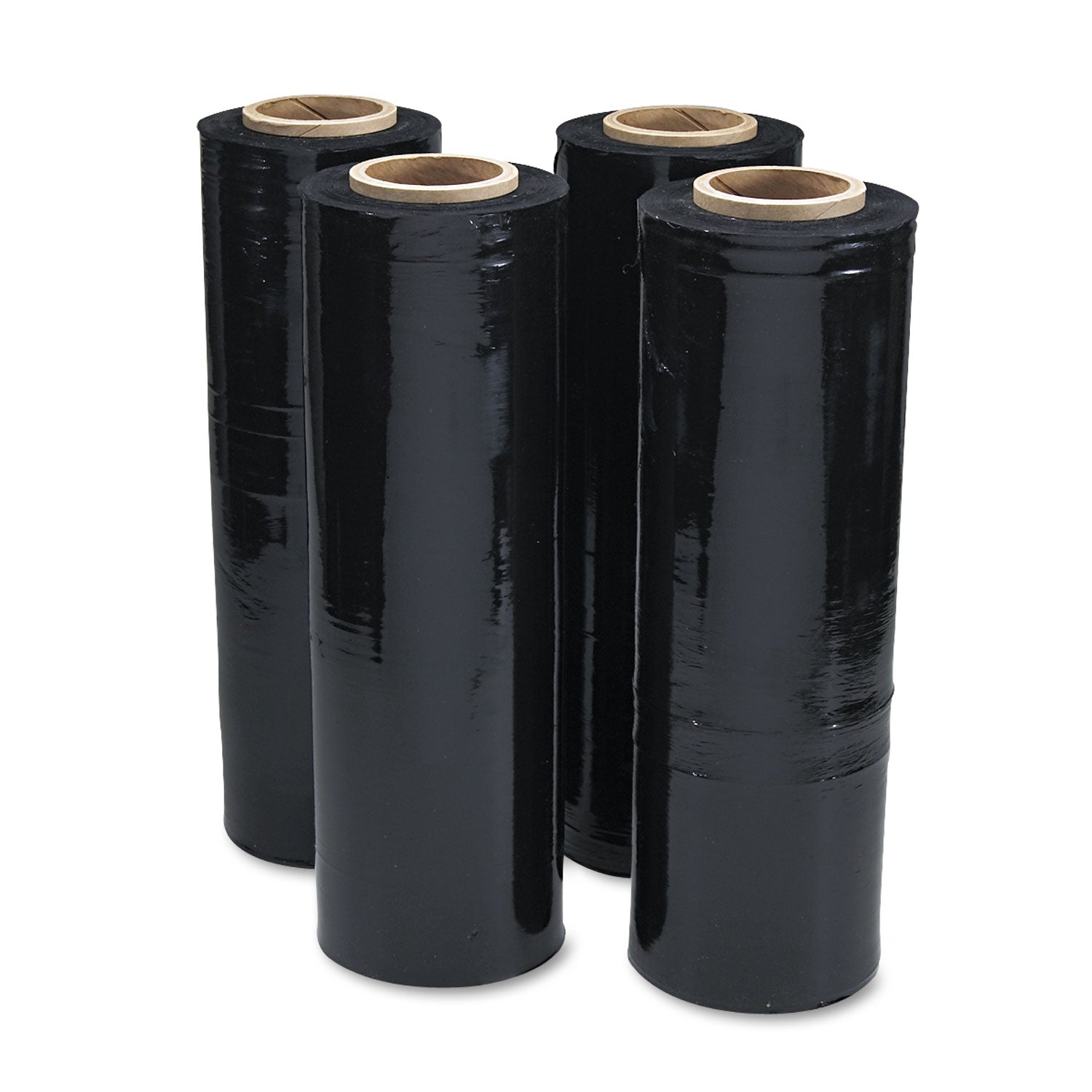 Black Stretch Film, 18" x 1,500 ft Roll, 20 mic (80-Gauge), 4/Carton - 