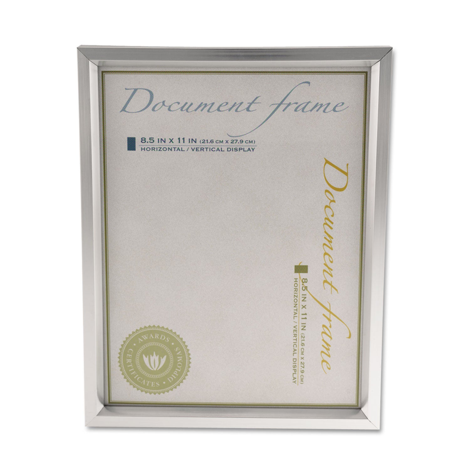 Plastic Document Frame, for 8.5 x 11, Easel Back, Metallic Silver - 
