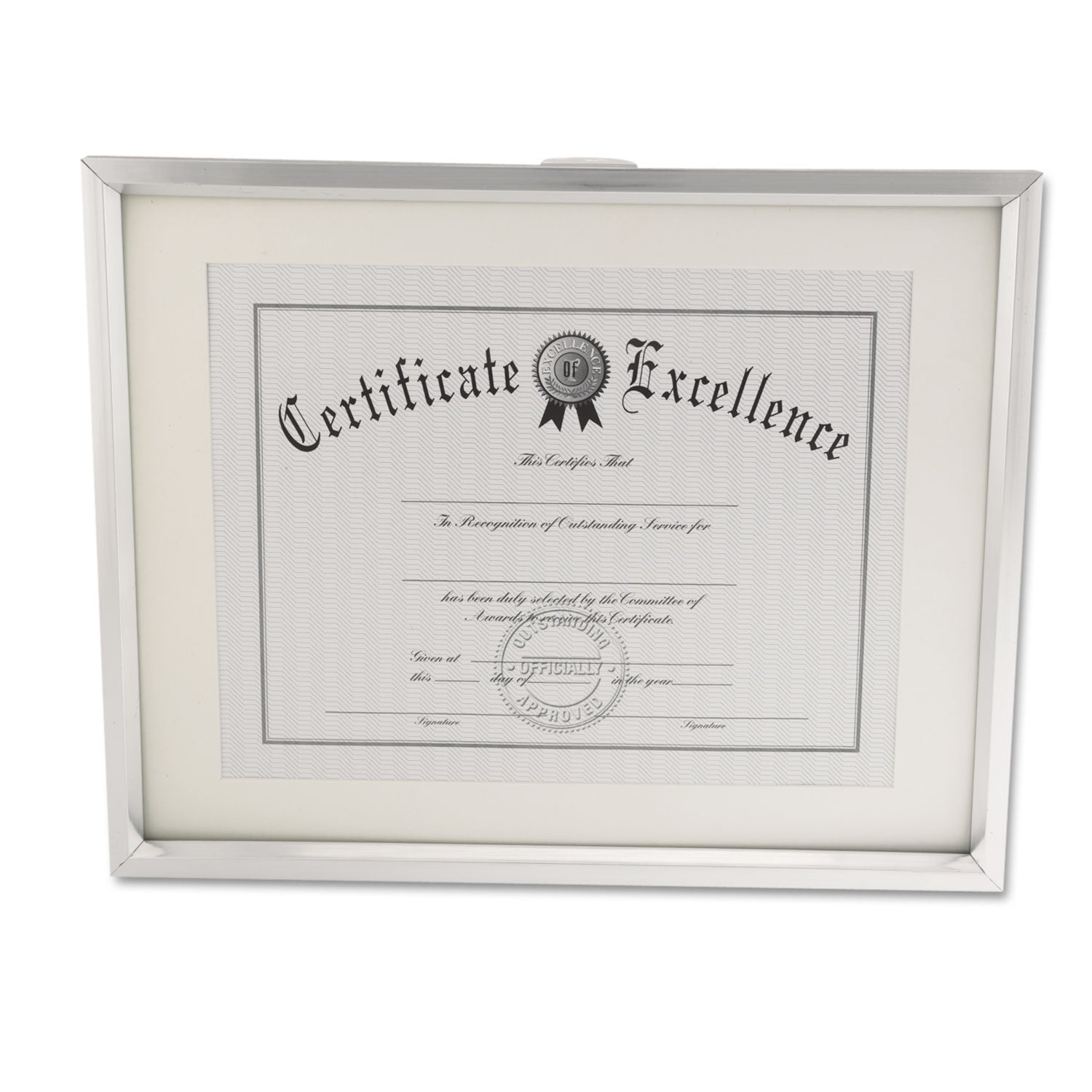 Plastic Document Frame with Mat, 11 x 14 and 8.5 x 11 Inserts, Metallic Silver - 
