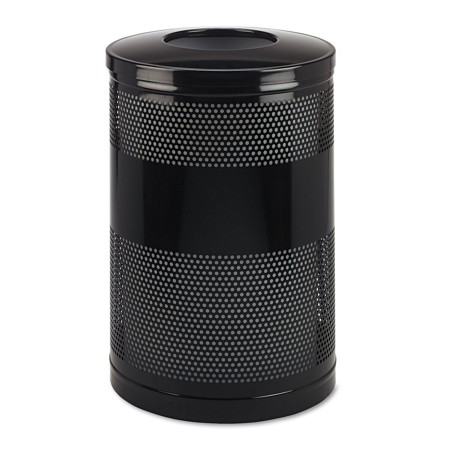 Classics Perforated Open Top Receptacle, 51 gal, Steel, Black - 