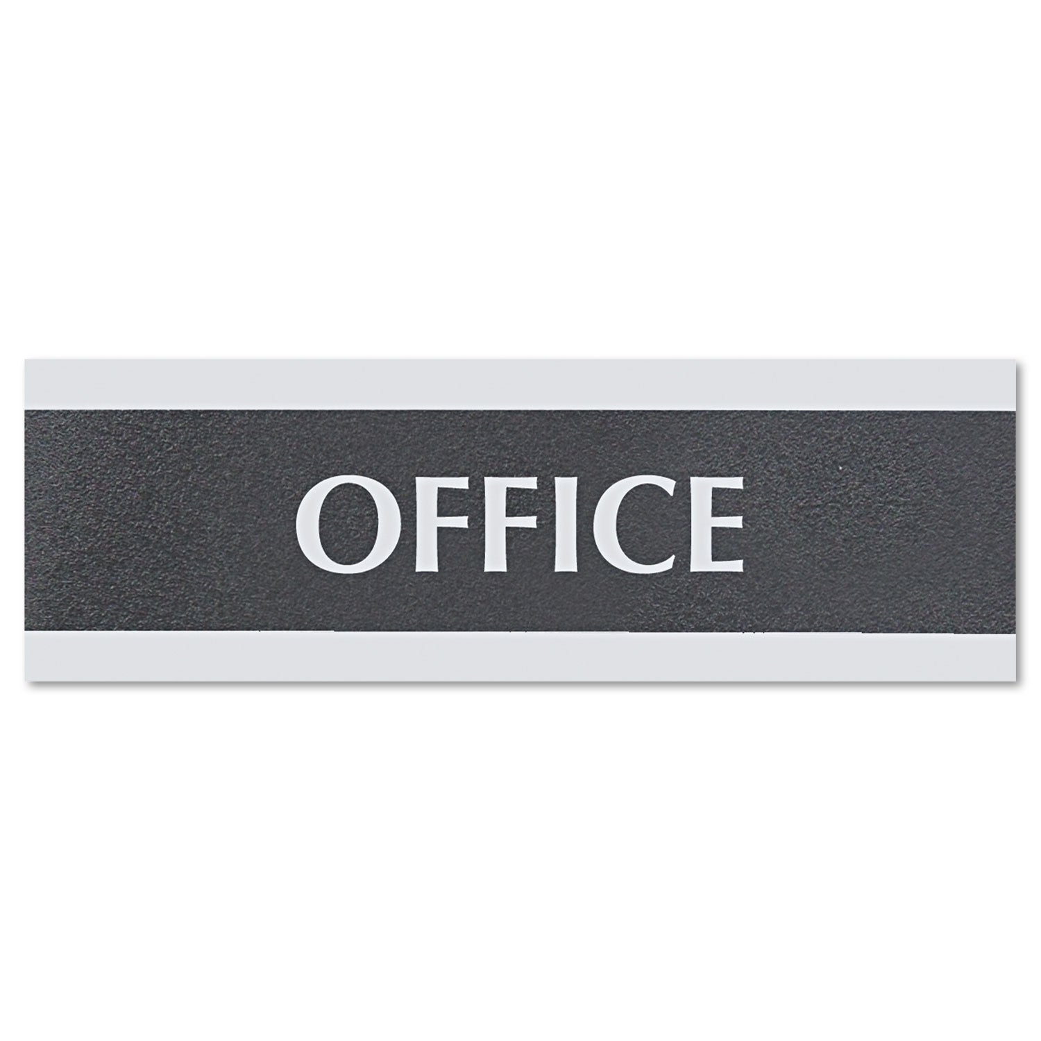 Century Series Office Sign, OFFICE, 9 x 3, Black/Silver - 