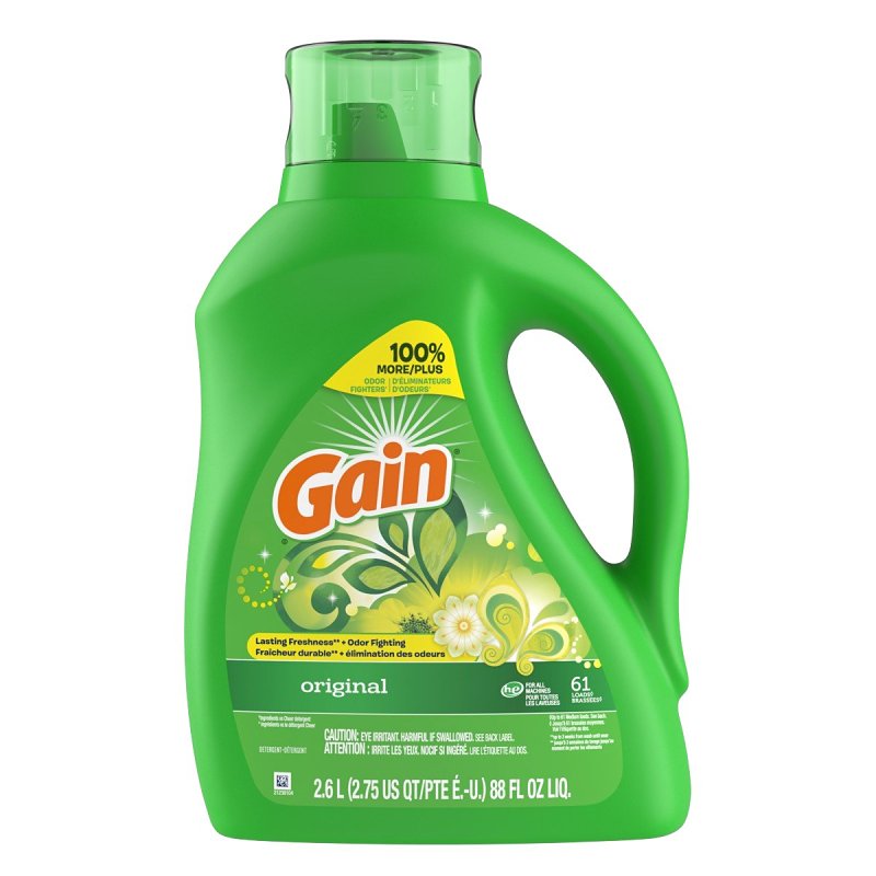 Liquid Laundry Detergent, Gain Original Scent, 88 oz Pour Bottle, 4/Carton