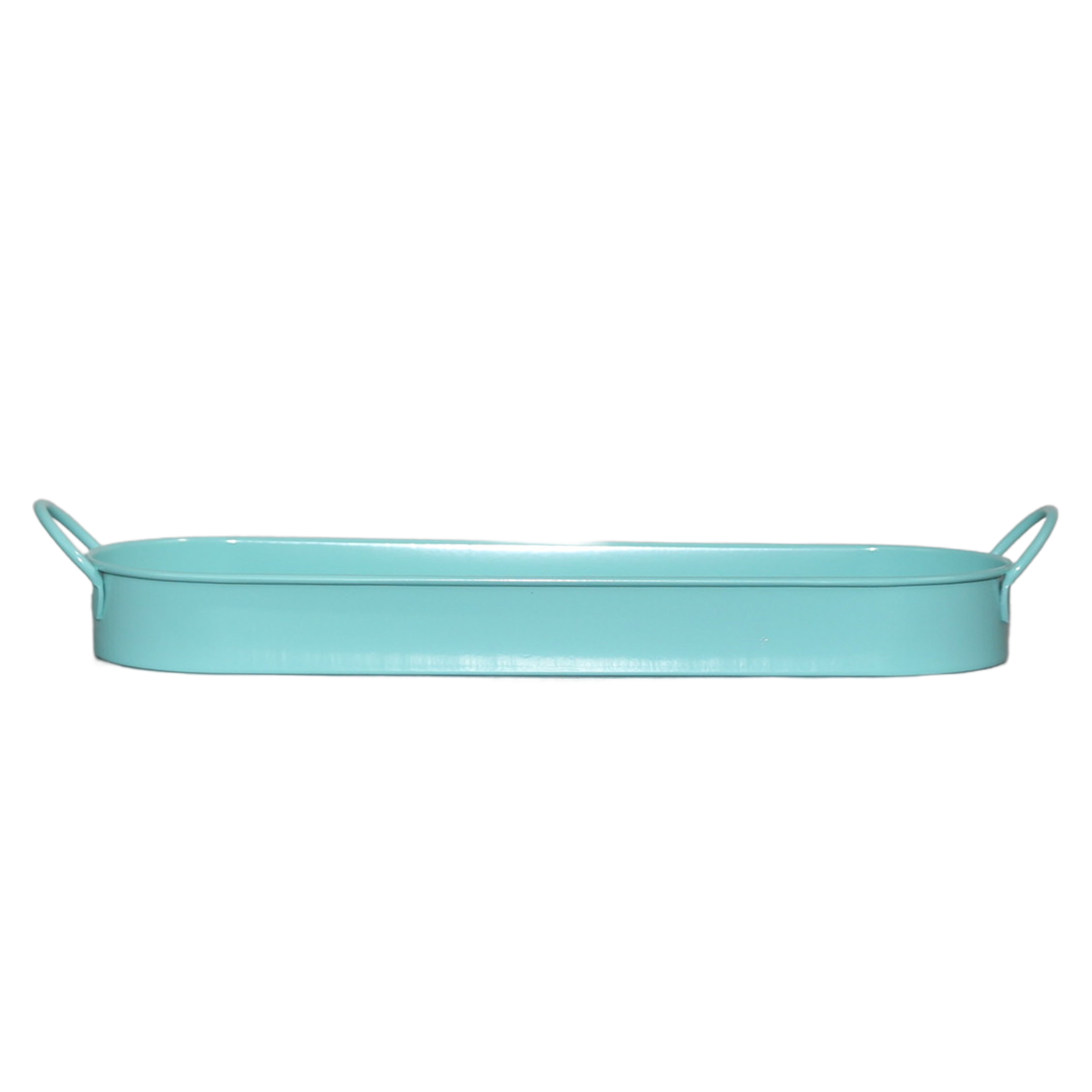 Set of 3 Tiffany Blue Metal Garden Planters with Tray