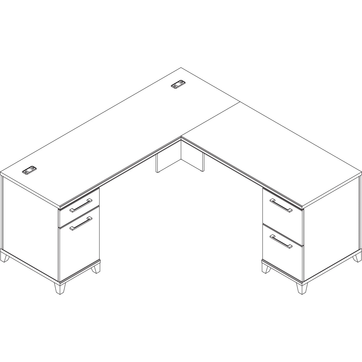 Enterprise Collection L-Desk Surface, 70.13" X 70.13" X 29.75", Harvest Cherry, (box 2 Of 2) - 