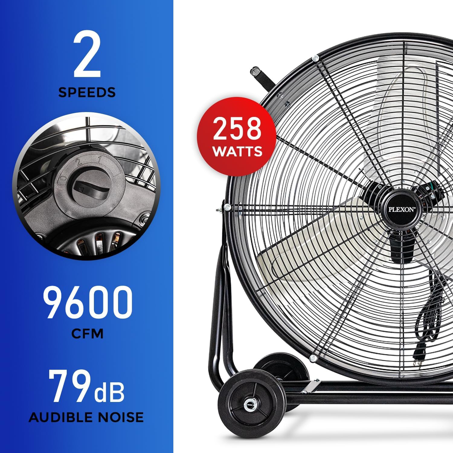 24 in. Black High Velocity Drum Fan, 2-Speed