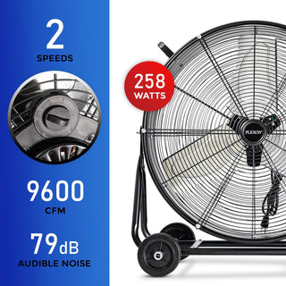 24 in. Black High Velocity Drum Fan, 2-Speed
