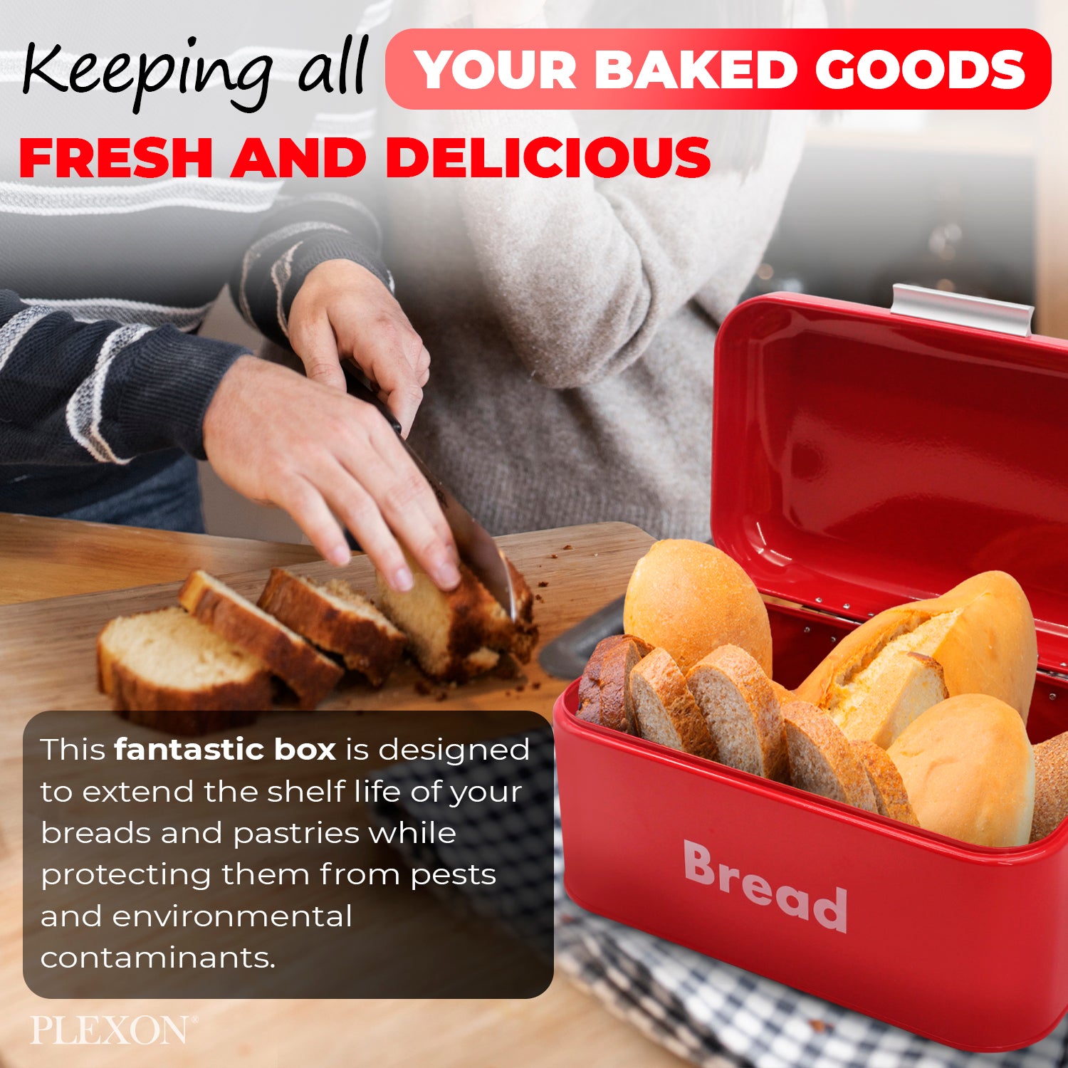 4-piece Red Metal Bread Box Set with Lids