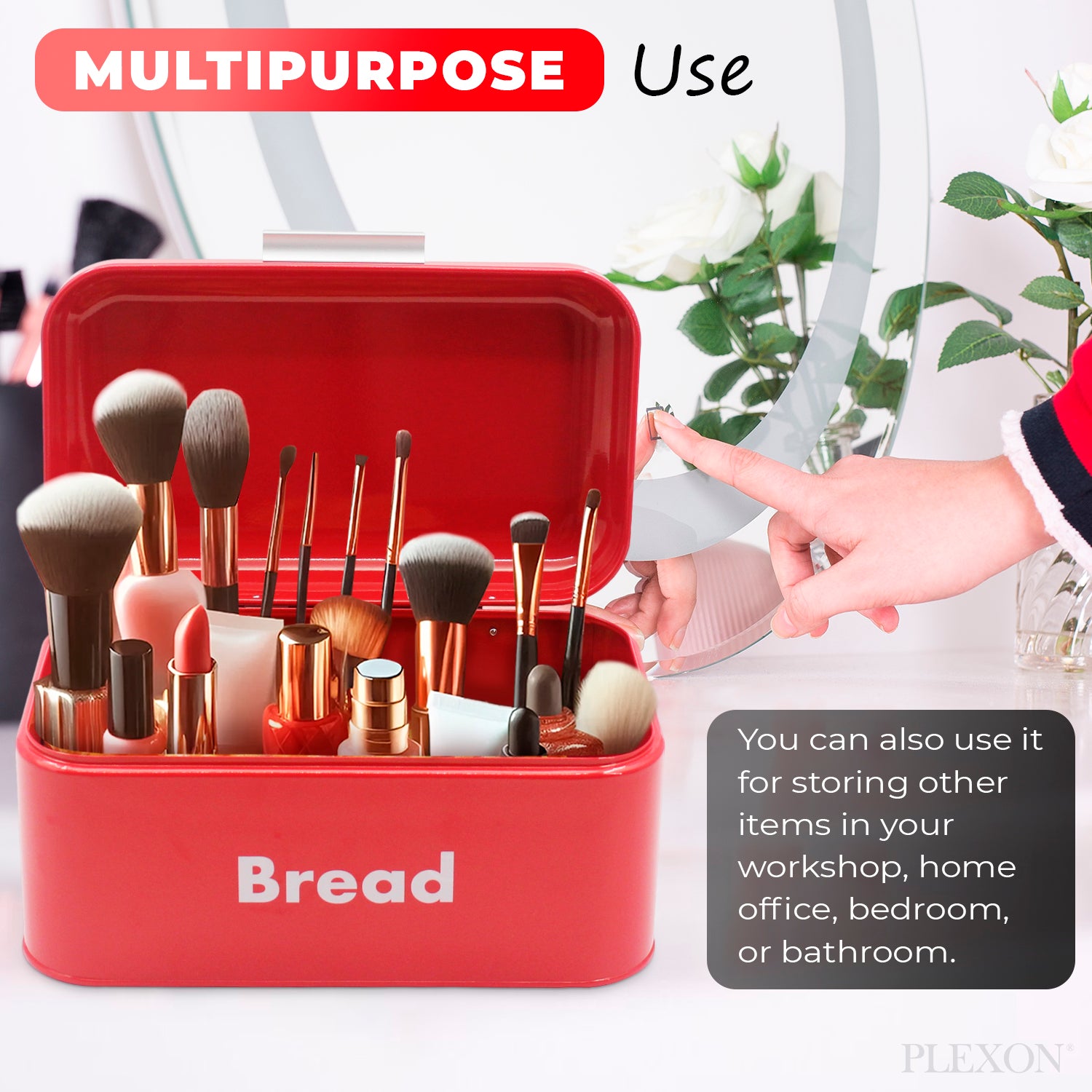 4-piece Red Metal Bread Box Set with Lids