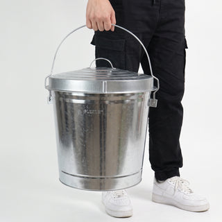 10-Gallon Galvanized Steel Round Fire Resistant Trash Can with Lid