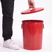 Red 5 Gallon Metal Trash Can with Lid | Rust-Resistant