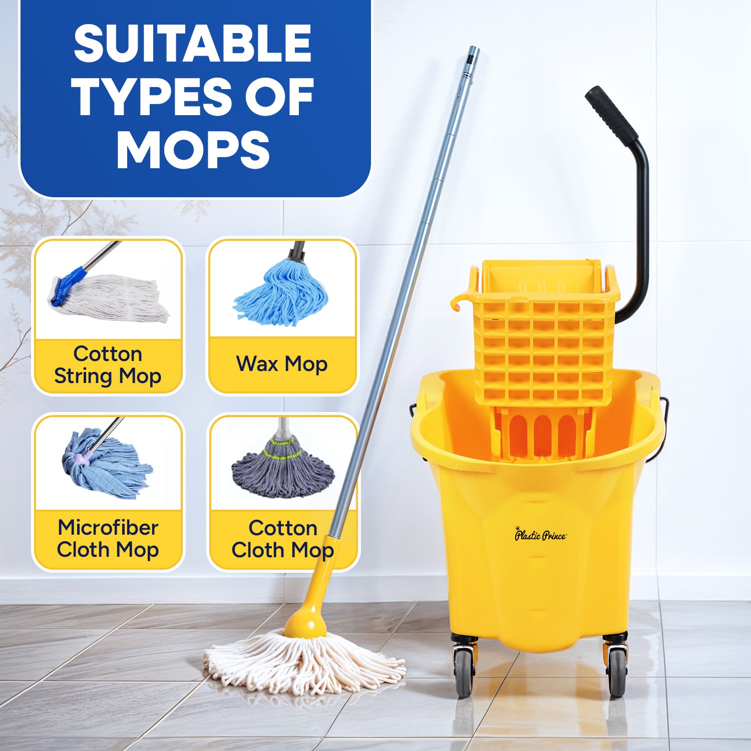 35-QT Side Press Mop Bucket and Wringer, Yellow