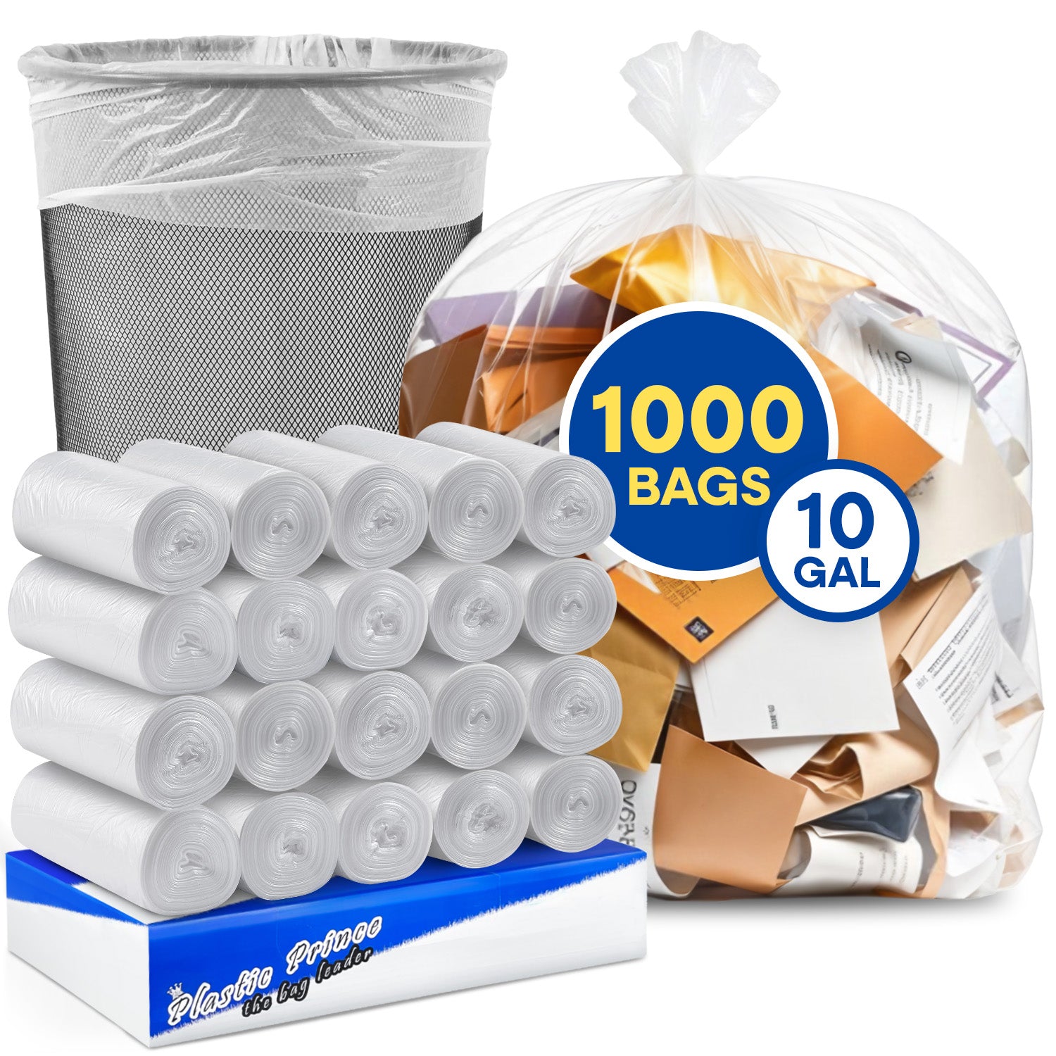 24" x 24", 10 Gal, Clear High-Density Can Liners