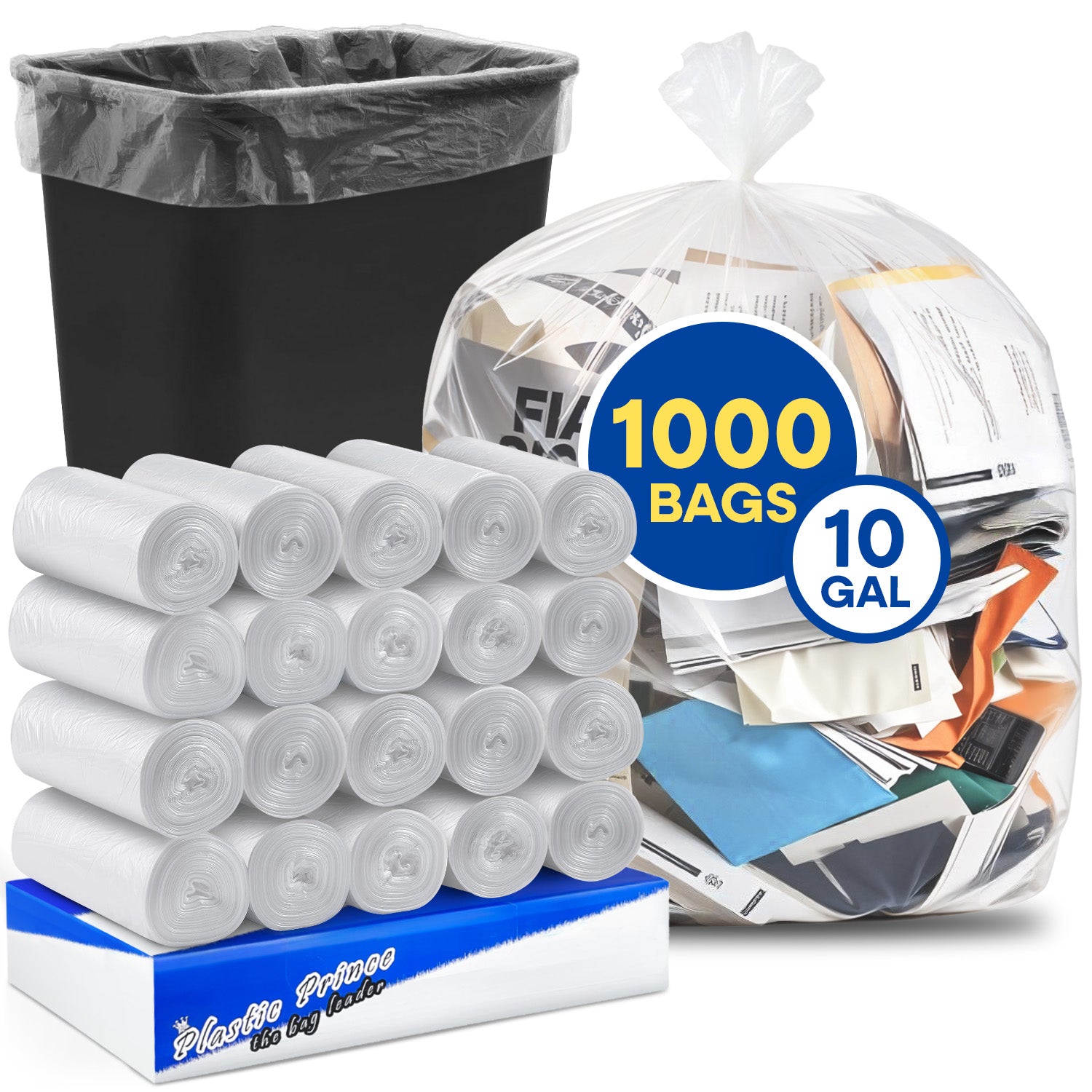 24" x 24", 10 Gal, Clear High-Density Can Liners