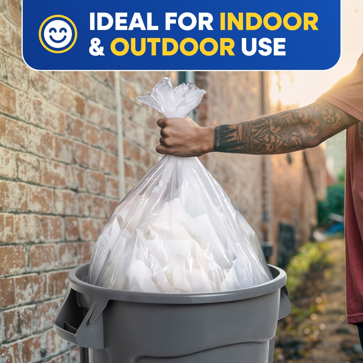 40in x 48in, 45 Gallon, 12 Mic, Clear High-Density Can Liners, 250/Case
