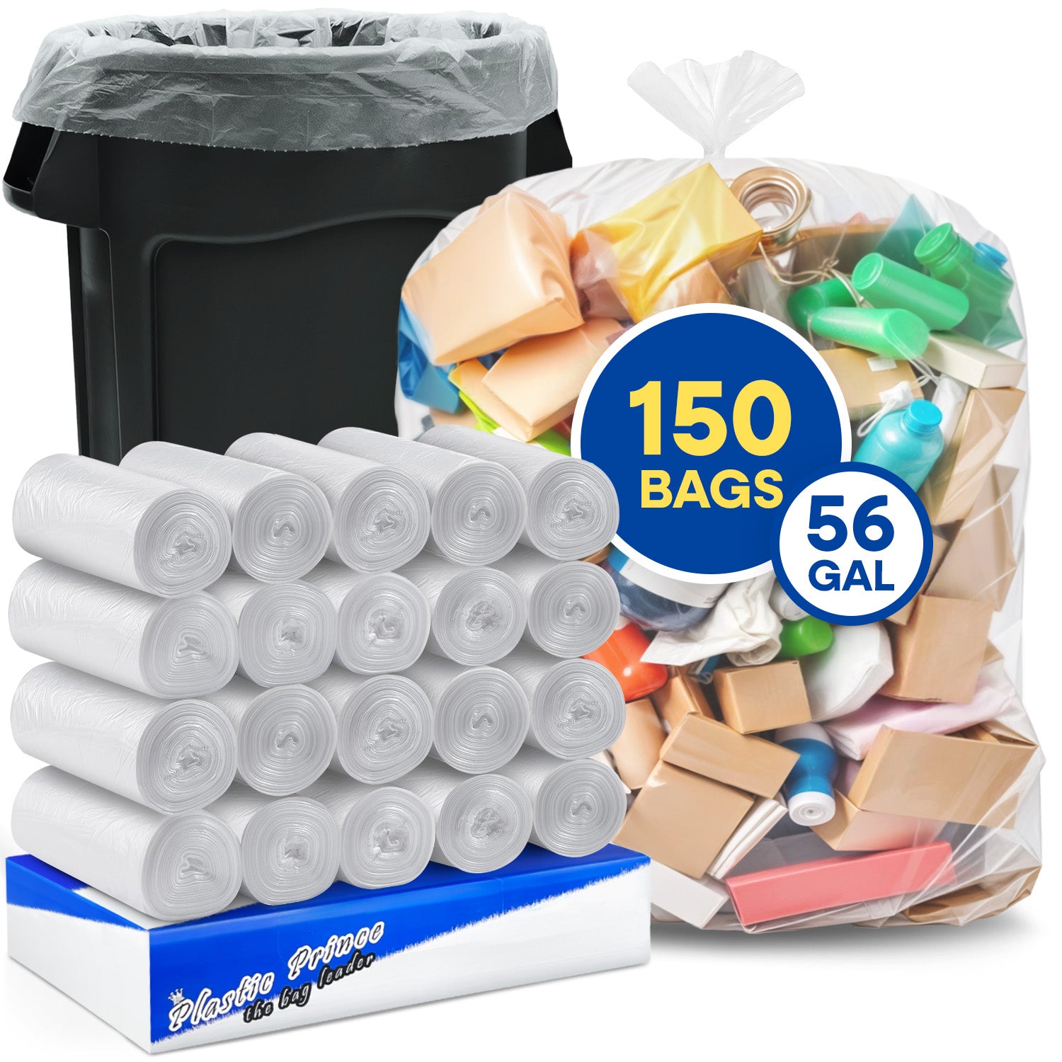 43" x 47", 56 Gal, Clear High-Density Can Liners