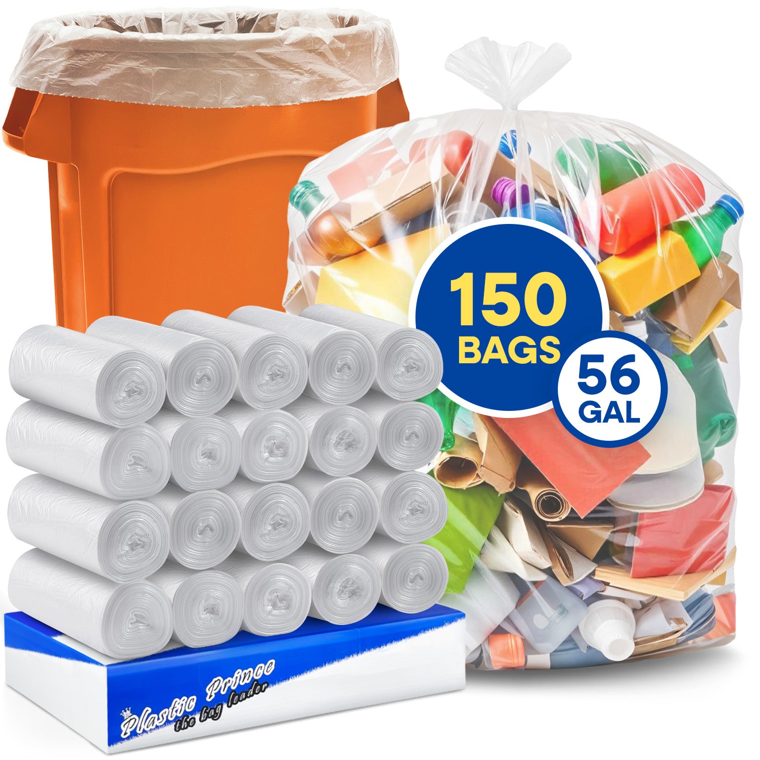 43" x 47", 56 Gal, Clear High-Density Can Liners