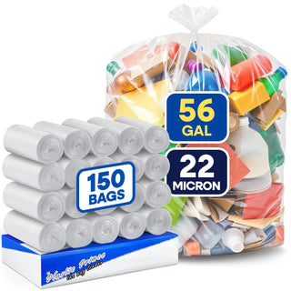 43in x 47in, 56 Gallon, 22 Mic, Clear High-Density Can Liners, 150/Case