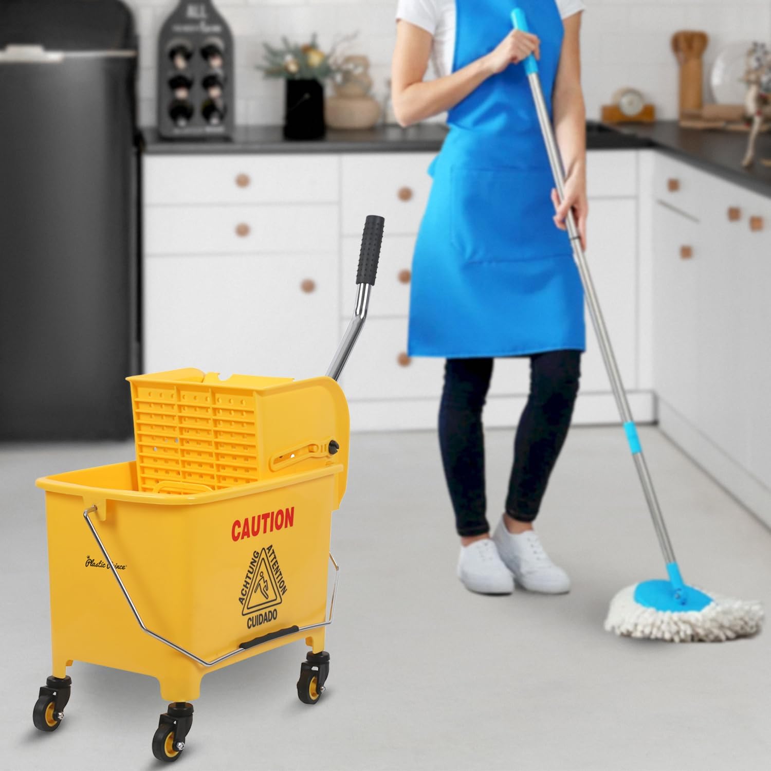 20-QT Upward Press Mop Bucket and Wringer, Yellow