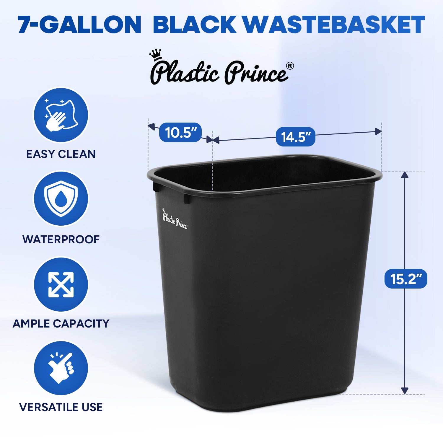 28-QT Black Wastebasket