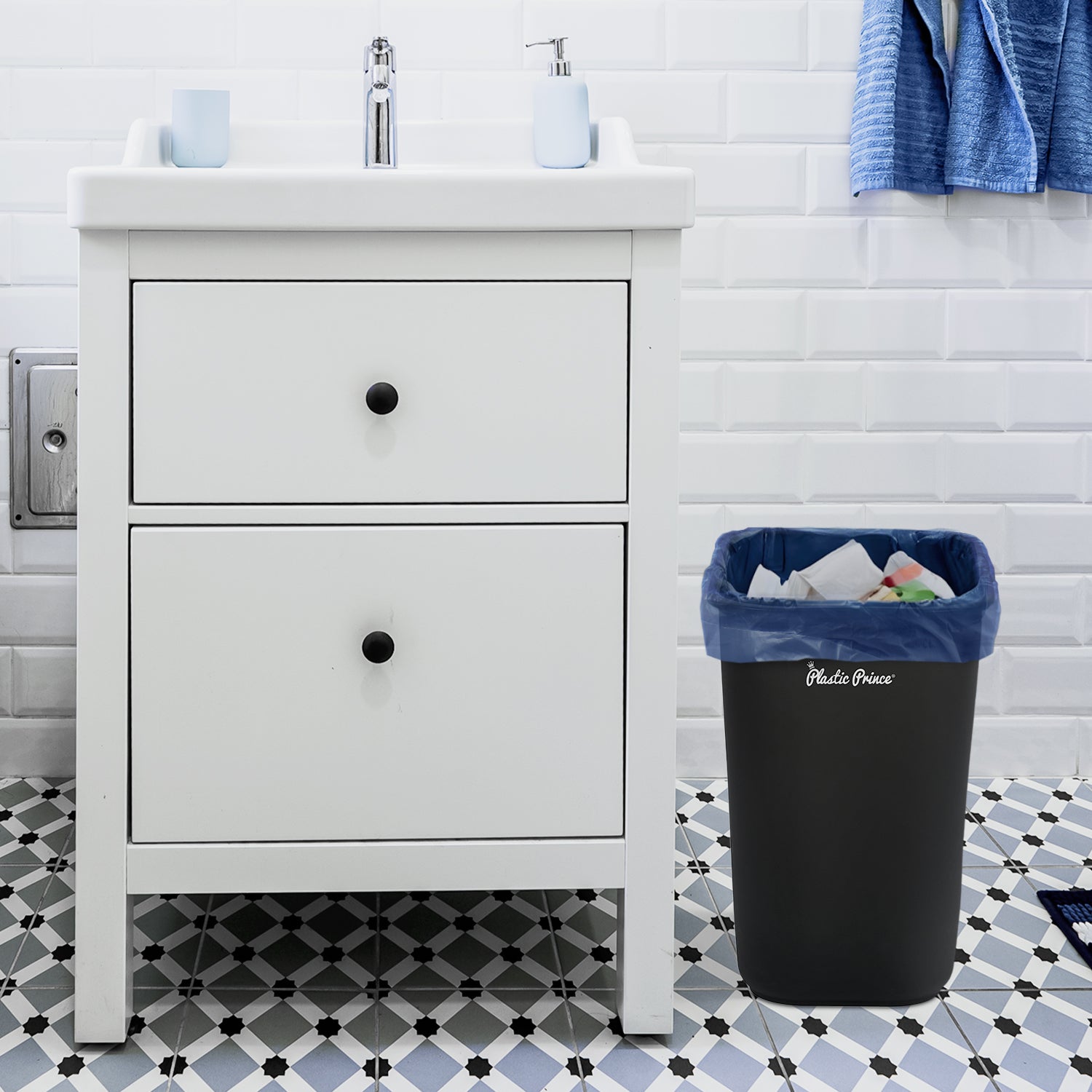 28-QT Black Wastebasket