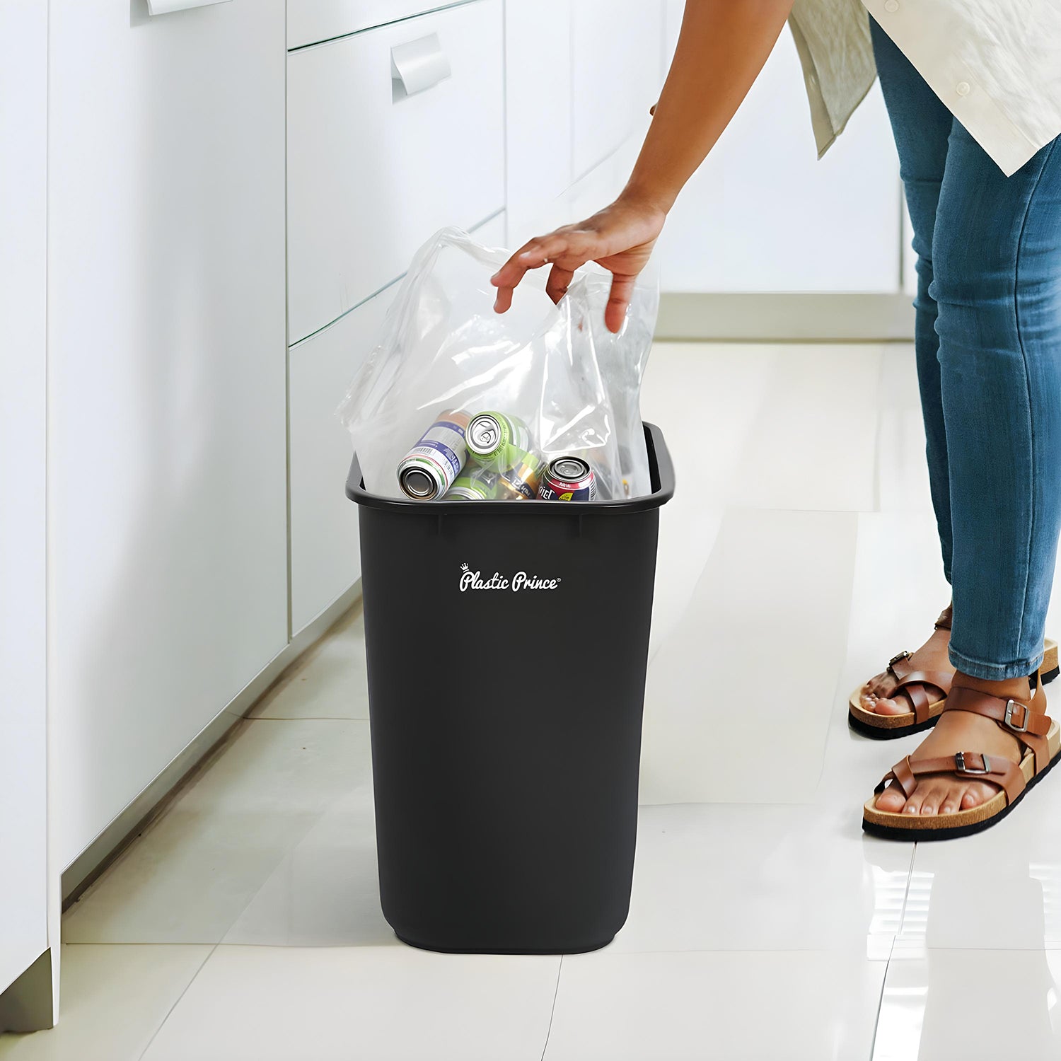 28-QT Black Wastebasket