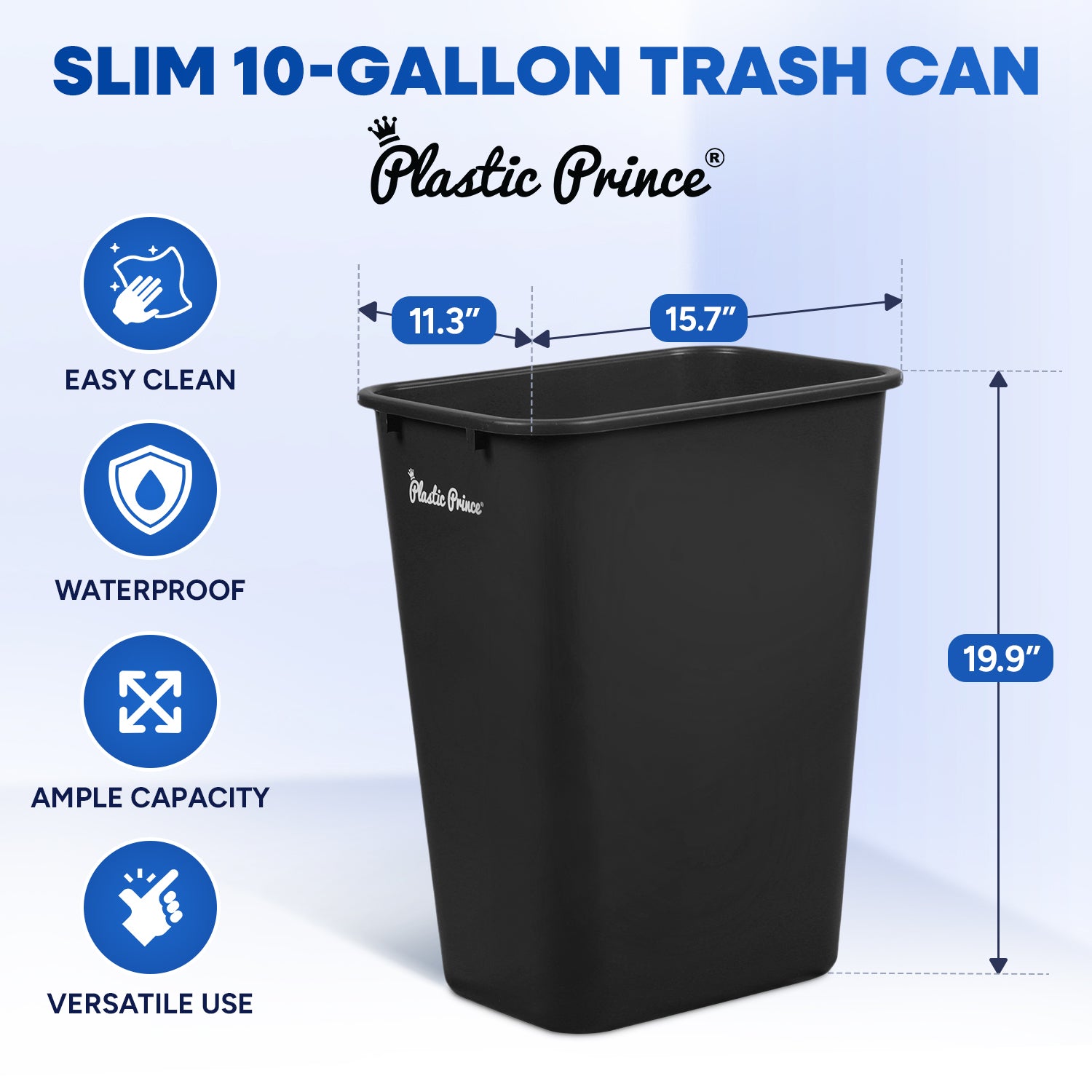 40-QT Black Wastebasket