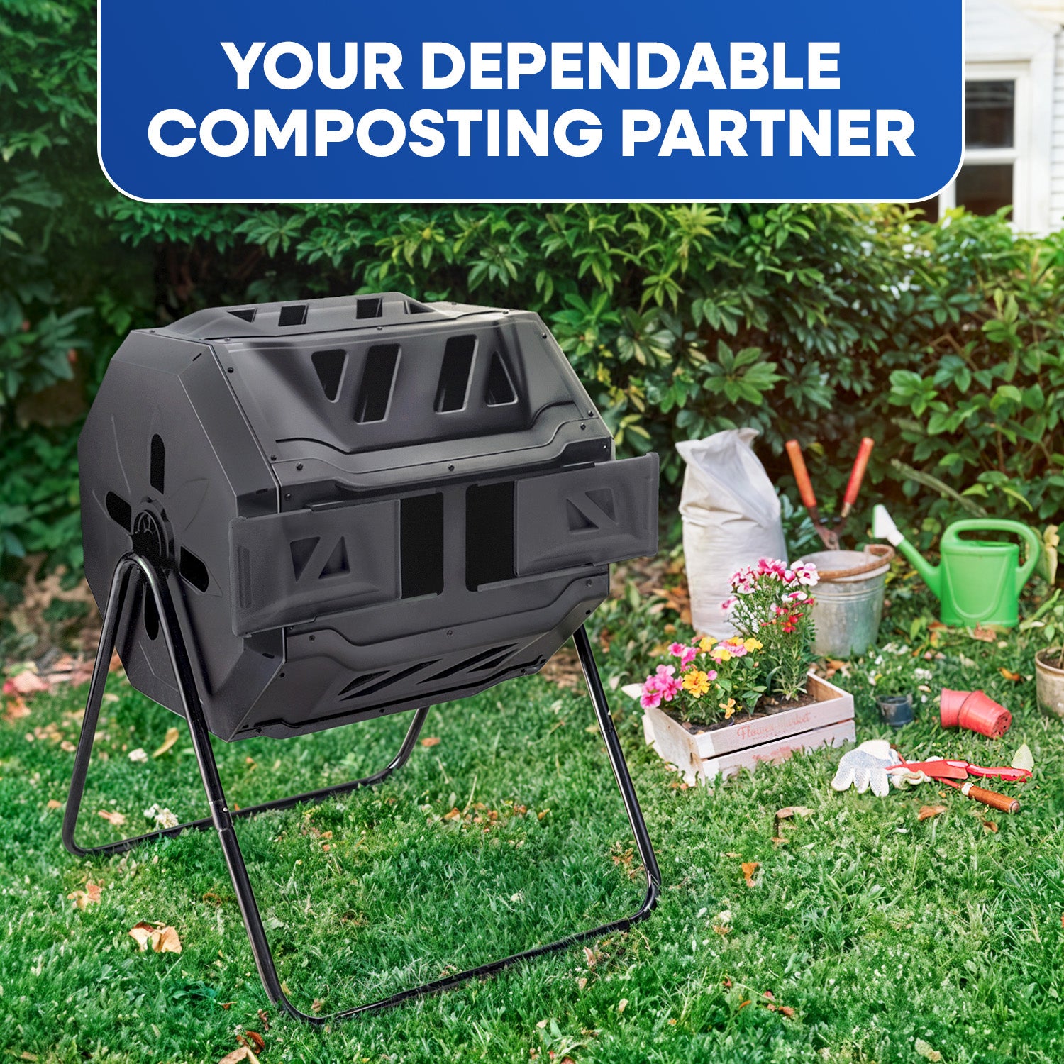 43 Gal Compost Bin, Black