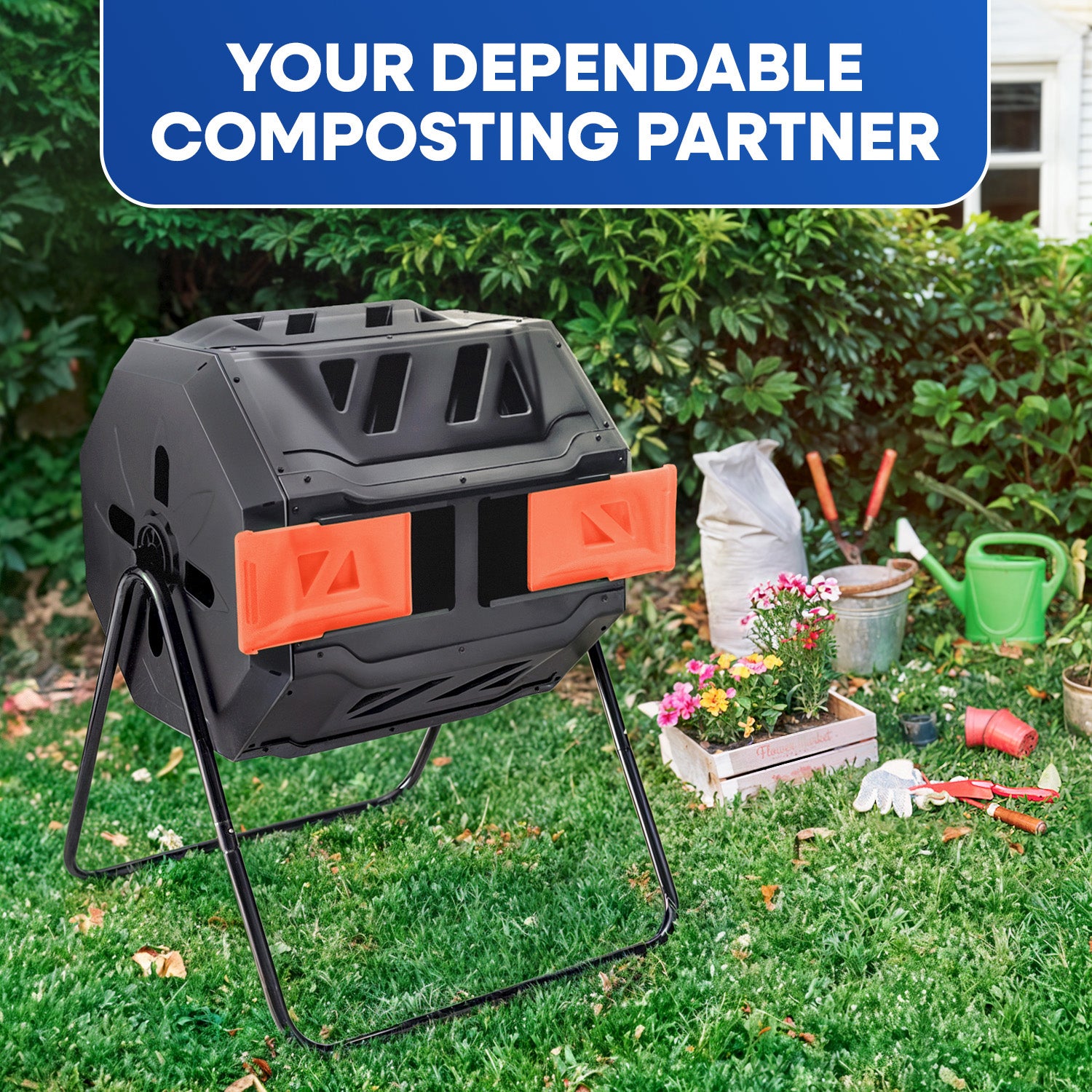 43 Gal Compost Bin, Orange