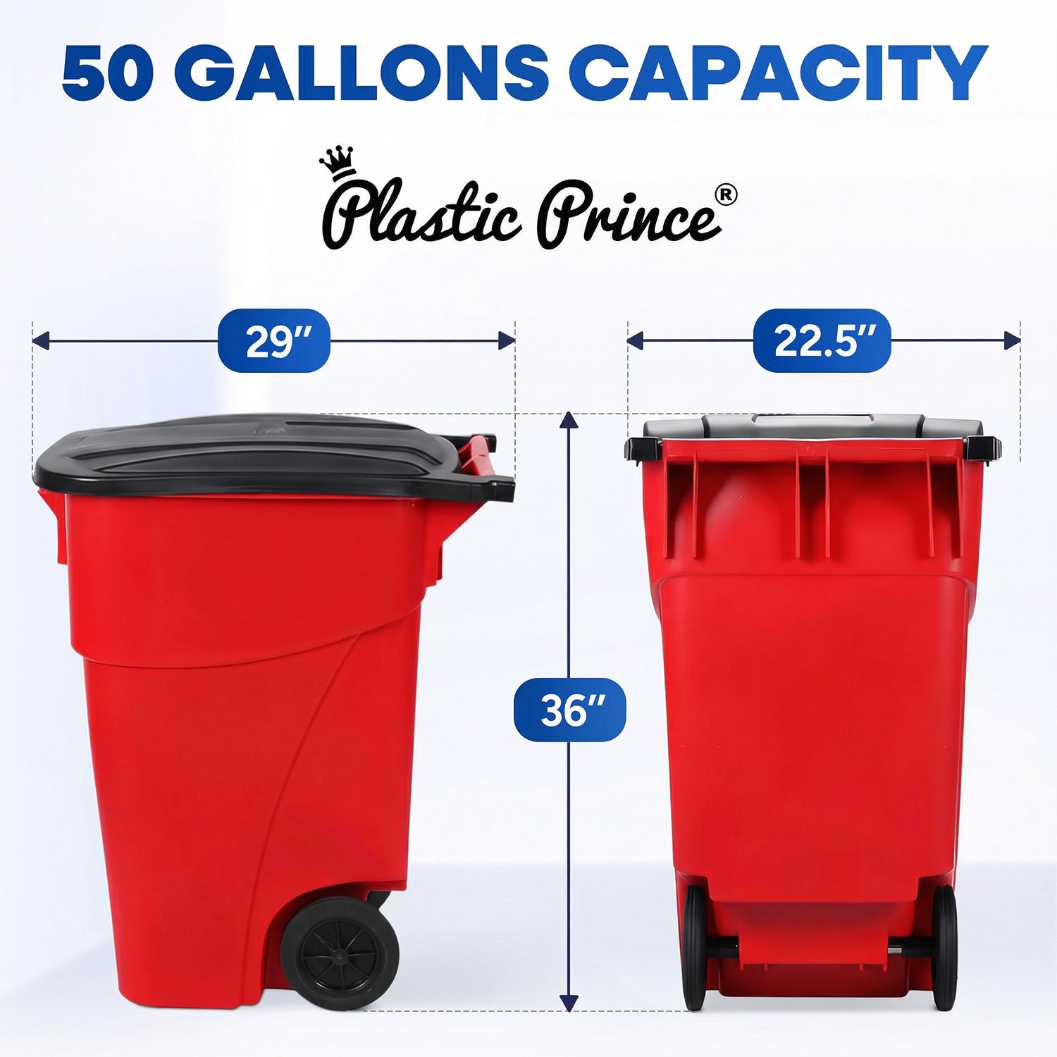 50 Gallon Rollout Container, Red