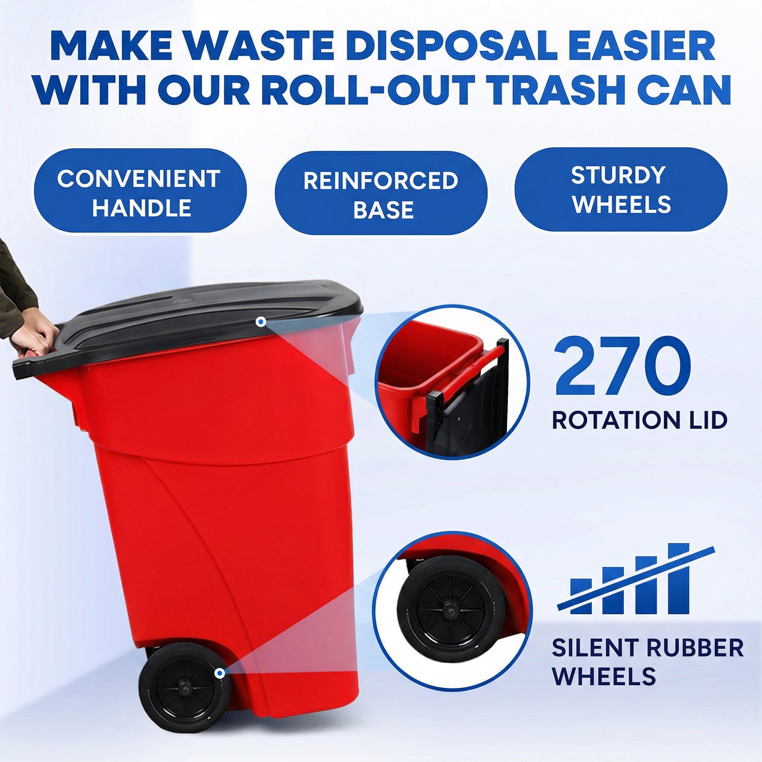 50 Gallon Rollout Container, Red