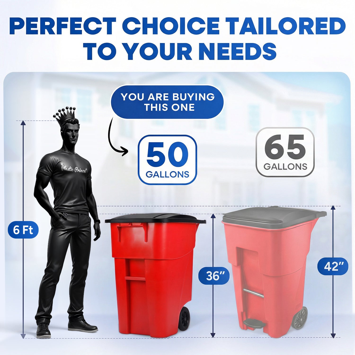 50 Gallon Rollout Container, Red
