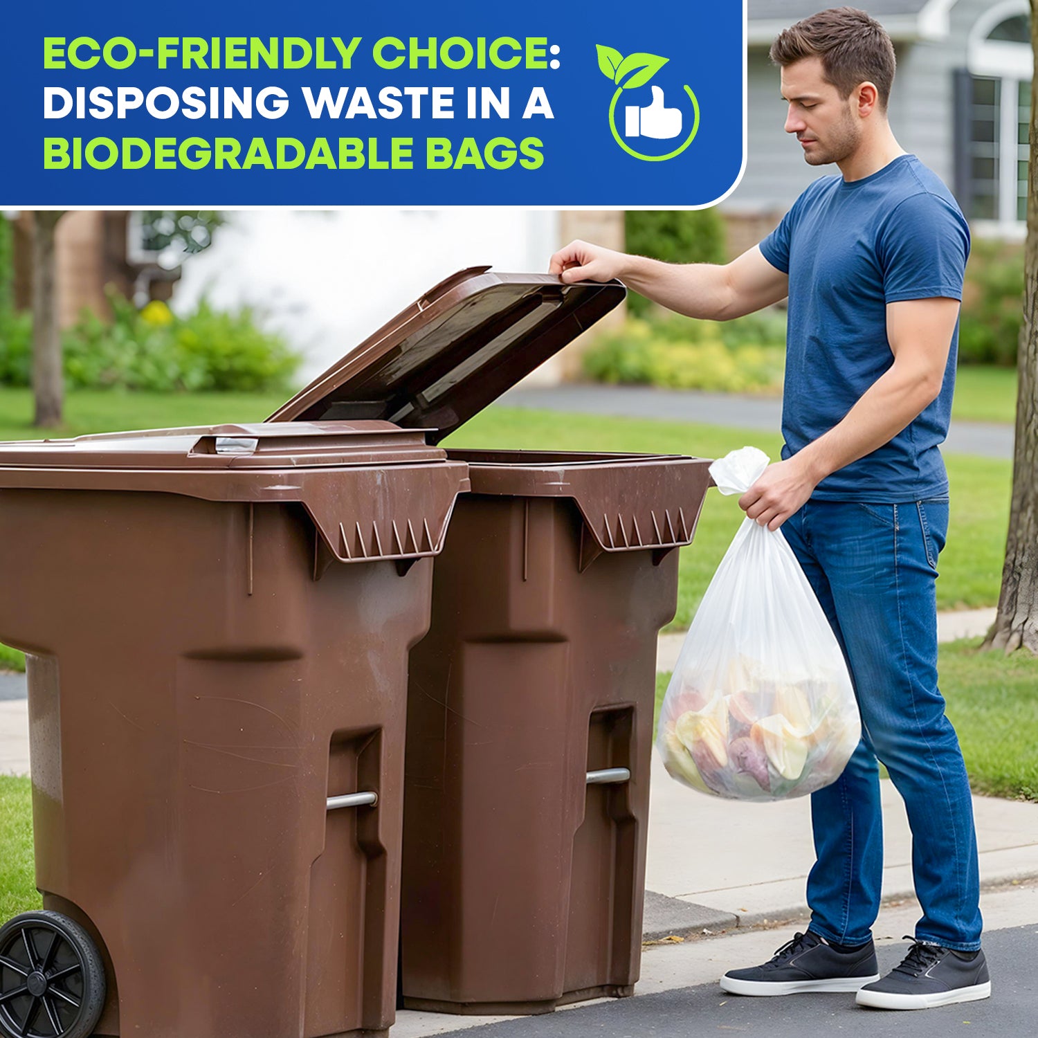 19.5" x 23", 5 Gallon, 0.7 Mic, Clear Compostable Can Liner, 12 Rolls of 25/Roll, 300/Case