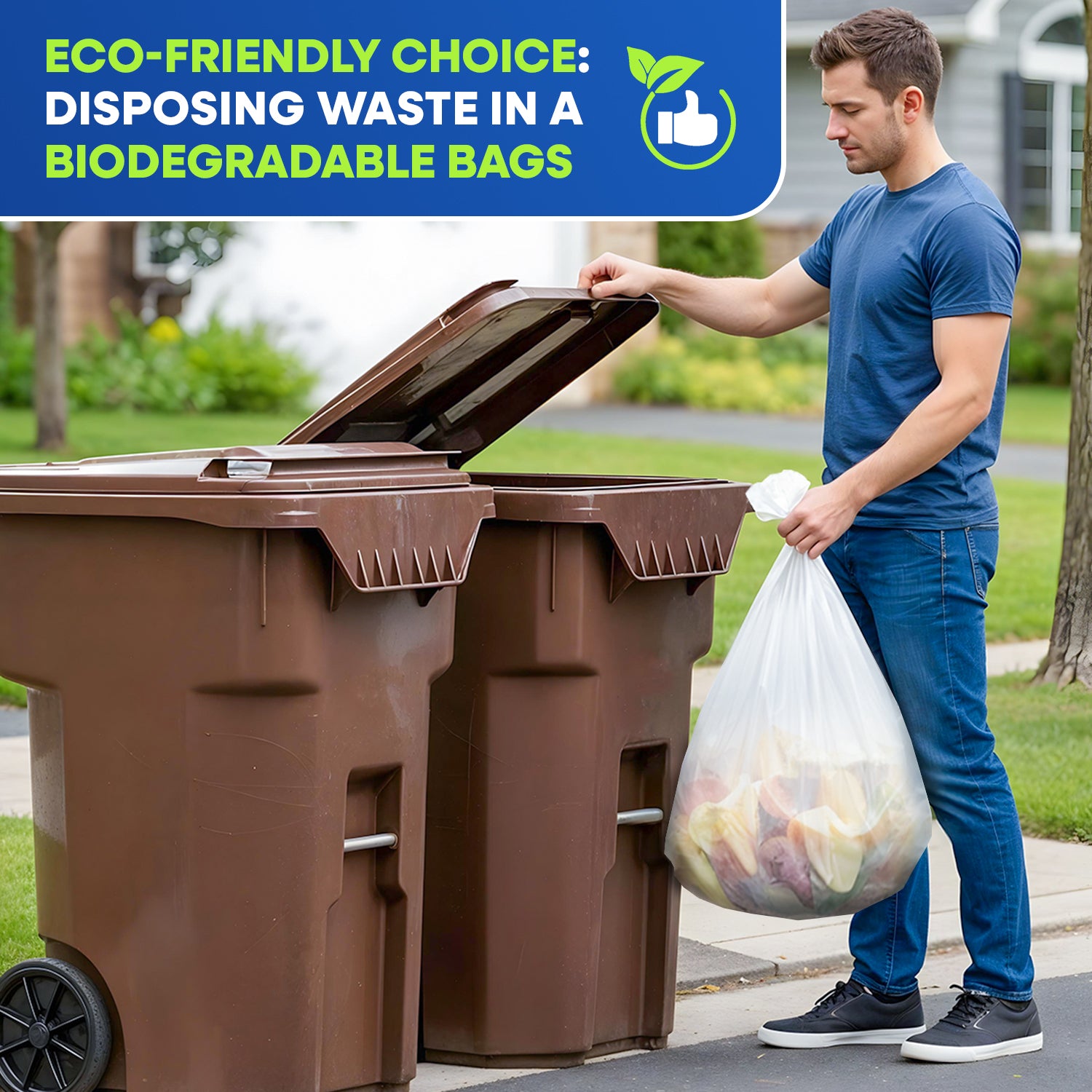 22" x 29", 13 Gallon, 0.65 Mic, Clear Compostable Can Liner, 10 Rolls of 25/Roll, 250/Case